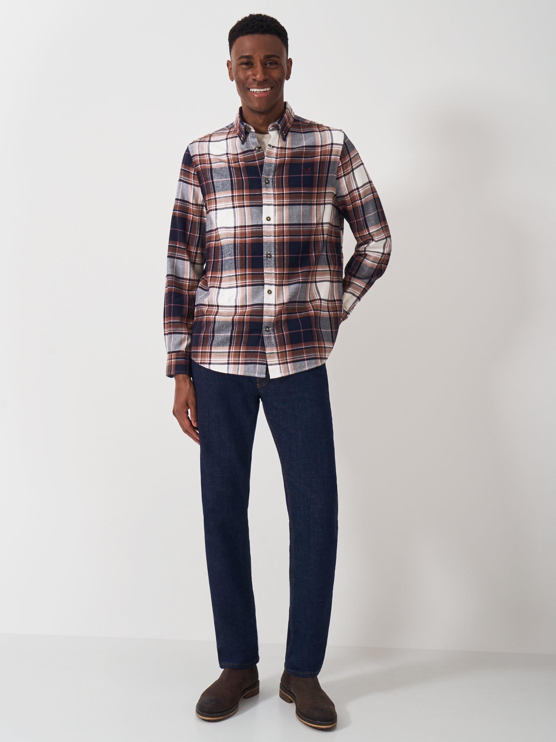 Product image 3 of 5, which shows Crew Clothing Cotton Flannel Shirt, Navy Blue, L