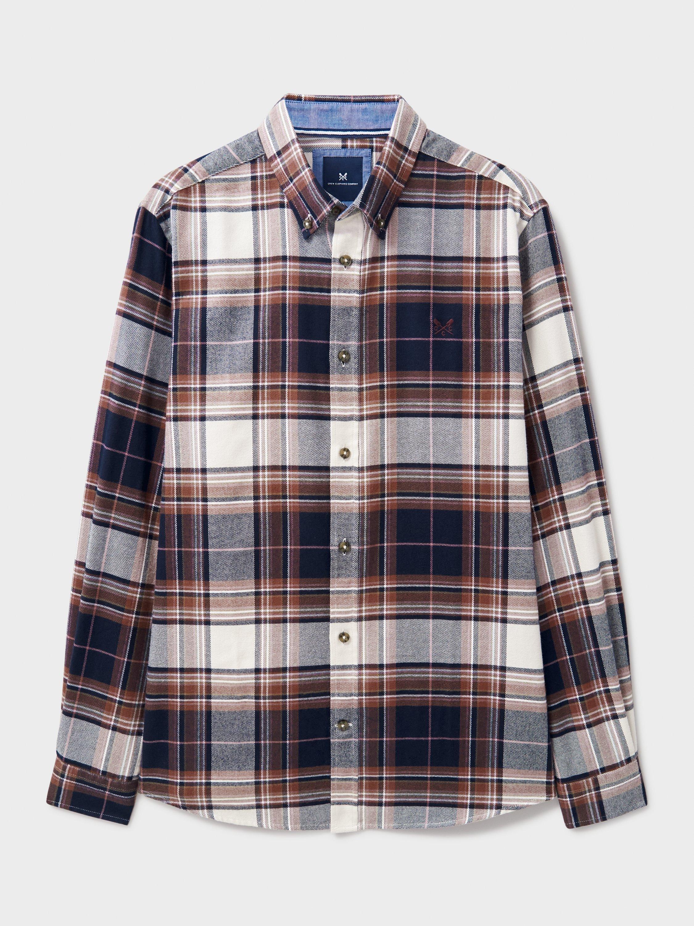 Product image 5 of 5, which shows Crew Clothing Cotton Flannel Shirt, Navy Blue, L