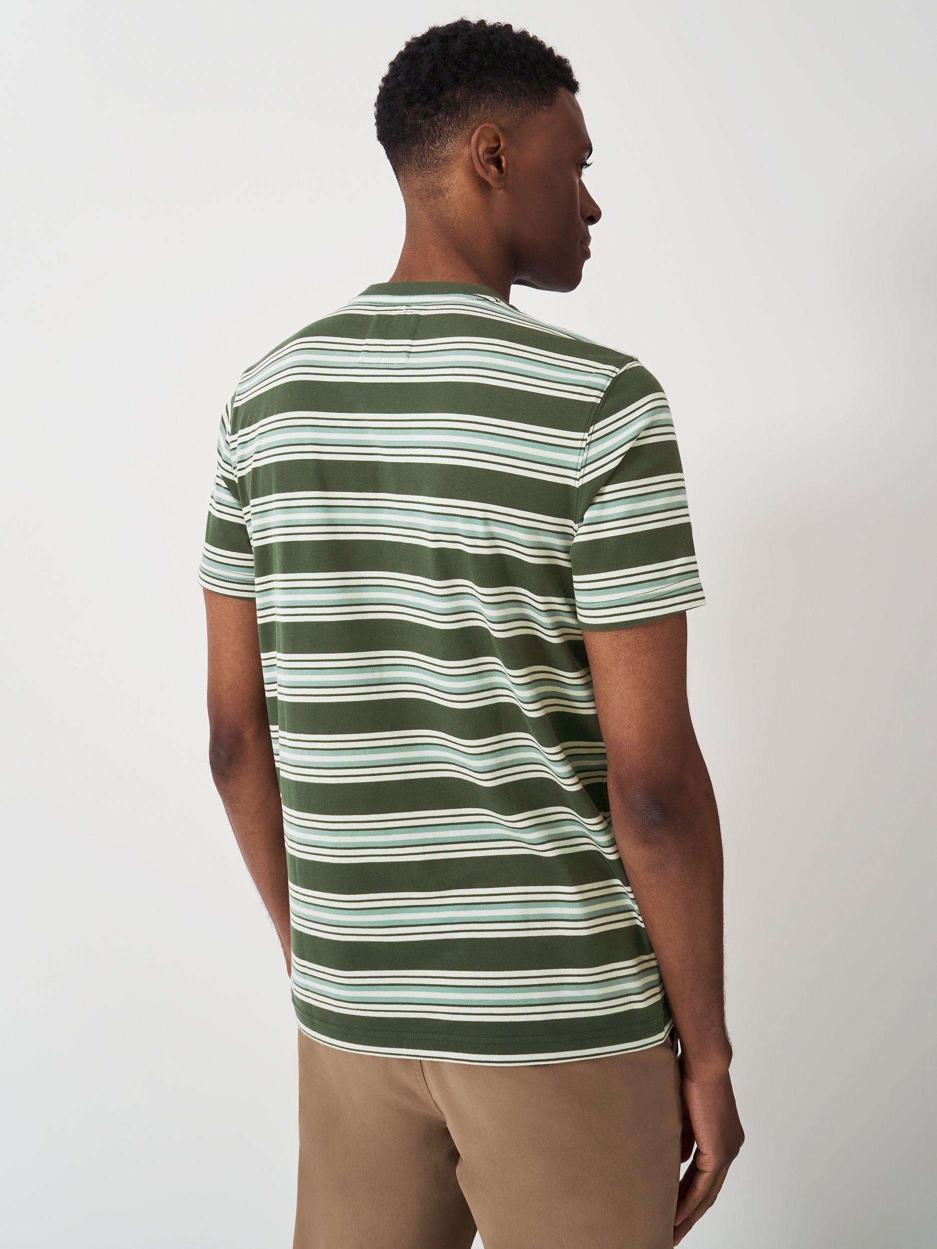Product image 2 of 5, which shows Crew Clothing Super Soft Cotton Stripe T-Shirt, Olive Green, L