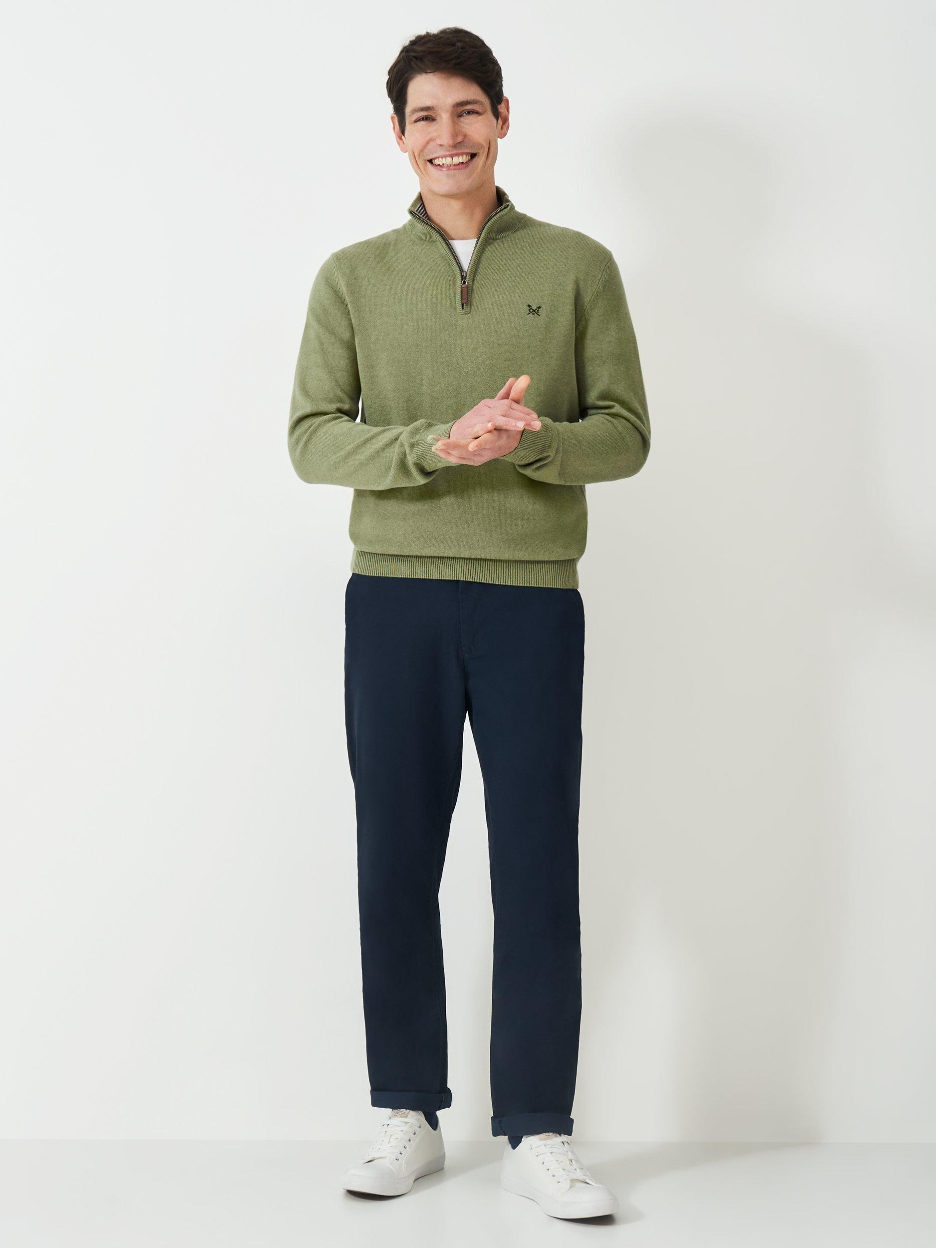 Product image 3 of 5, which shows Crew Clothing Organic Cotton Half Zip Jumper, Light Green, L