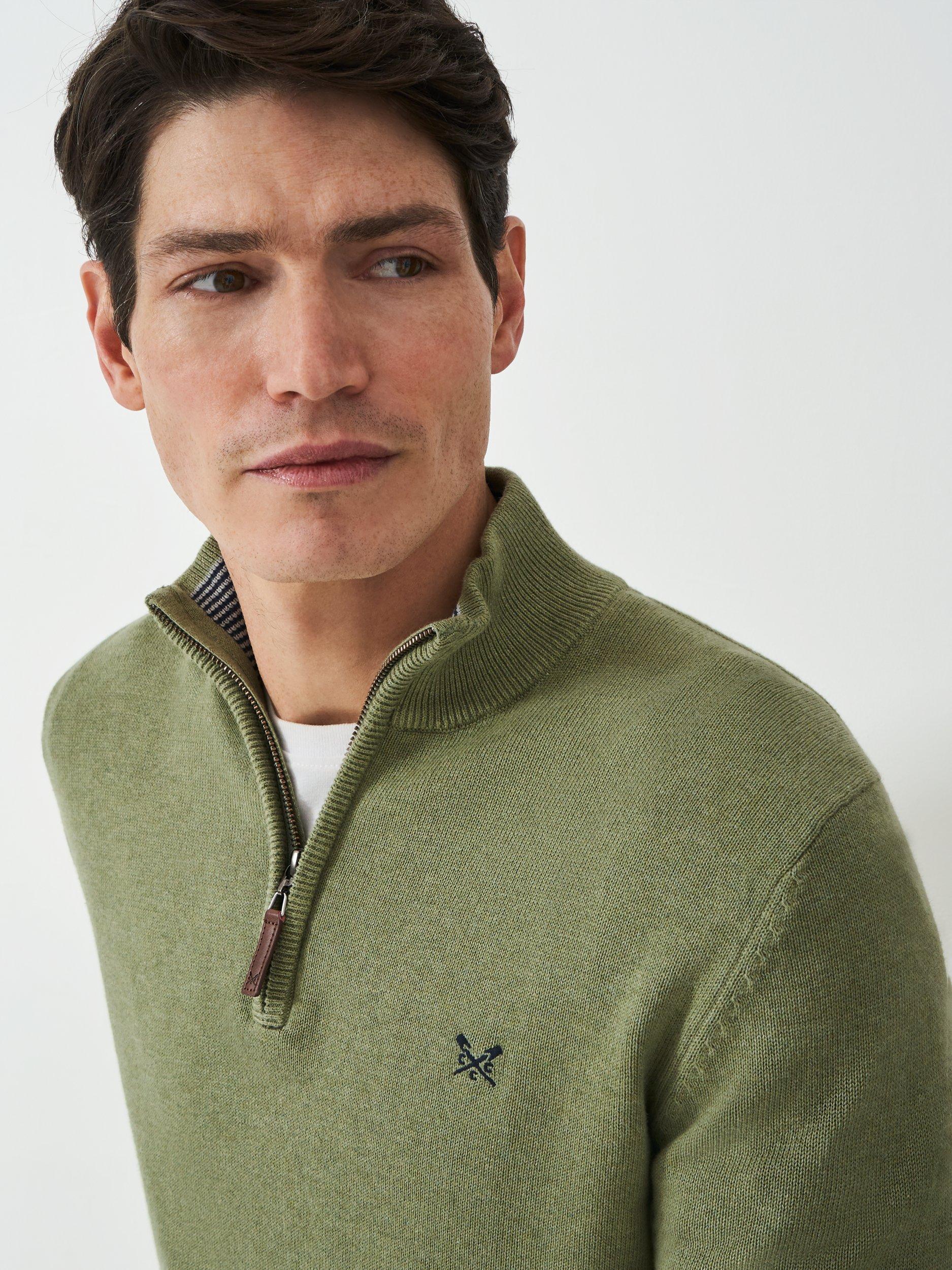 Product image 4 of 5, which shows Crew Clothing Organic Cotton Half Zip Jumper, Light Green, L