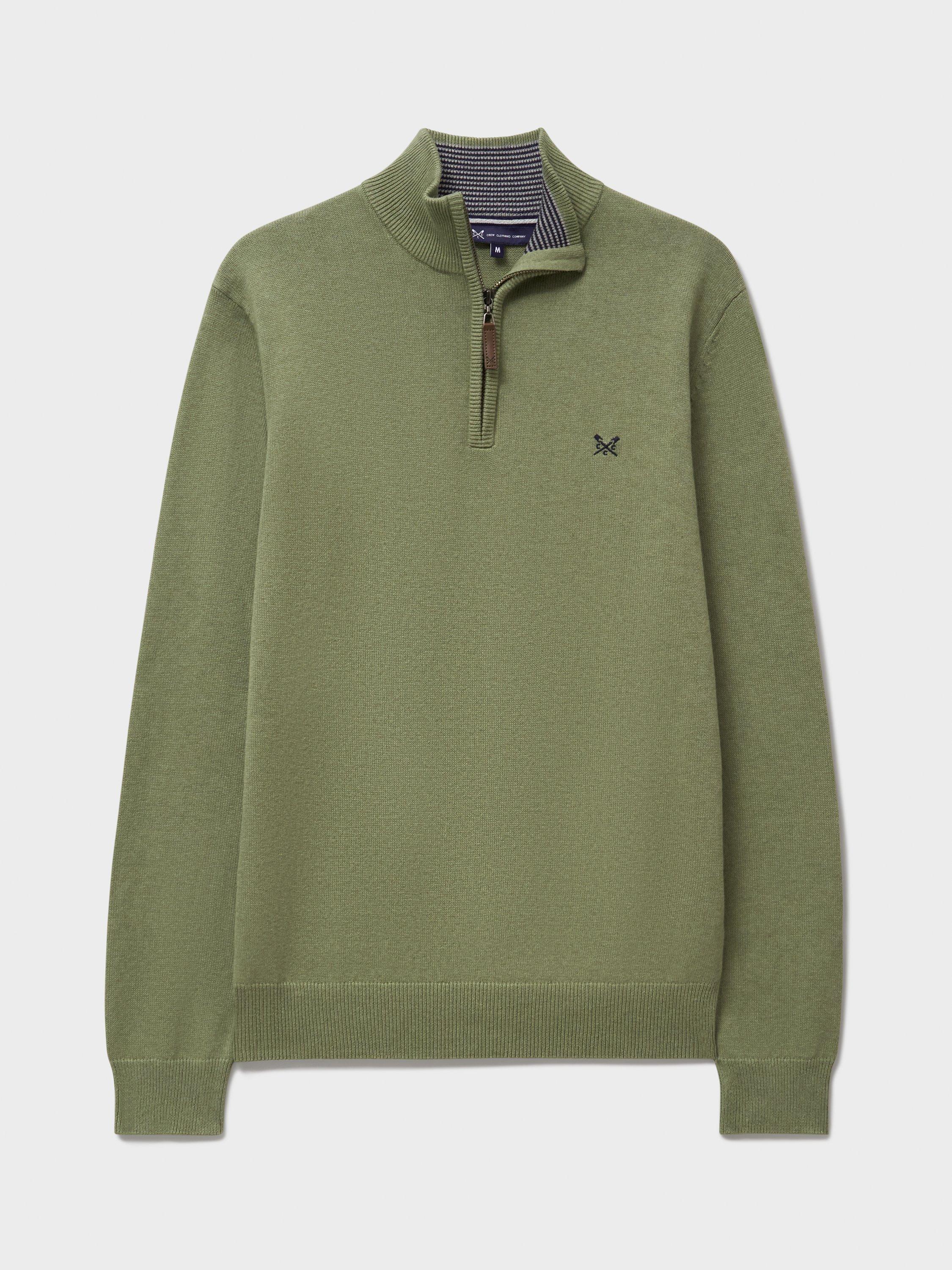 Product image 5 of 5, which shows Crew Clothing Organic Cotton Half Zip Jumper, Light Green, L
