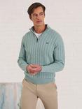 Crew Clothing Organic Cotton Half Zip Cable Jumper, Light Green