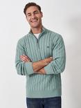 Crew Clothing Organic Cotton Half Zip Cable Jumper, Light Green