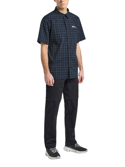 Jack Wolfskin Men's Norbo Short Sleeve Check Shirt, Blue Checks - view 2, Blue Checks