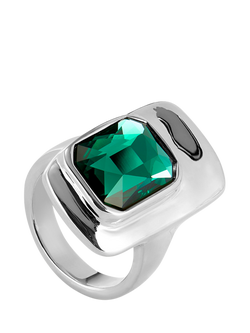 UNOde50 Art Ser Magnetica Crystal Ring, Silver/Green, Silver/Green