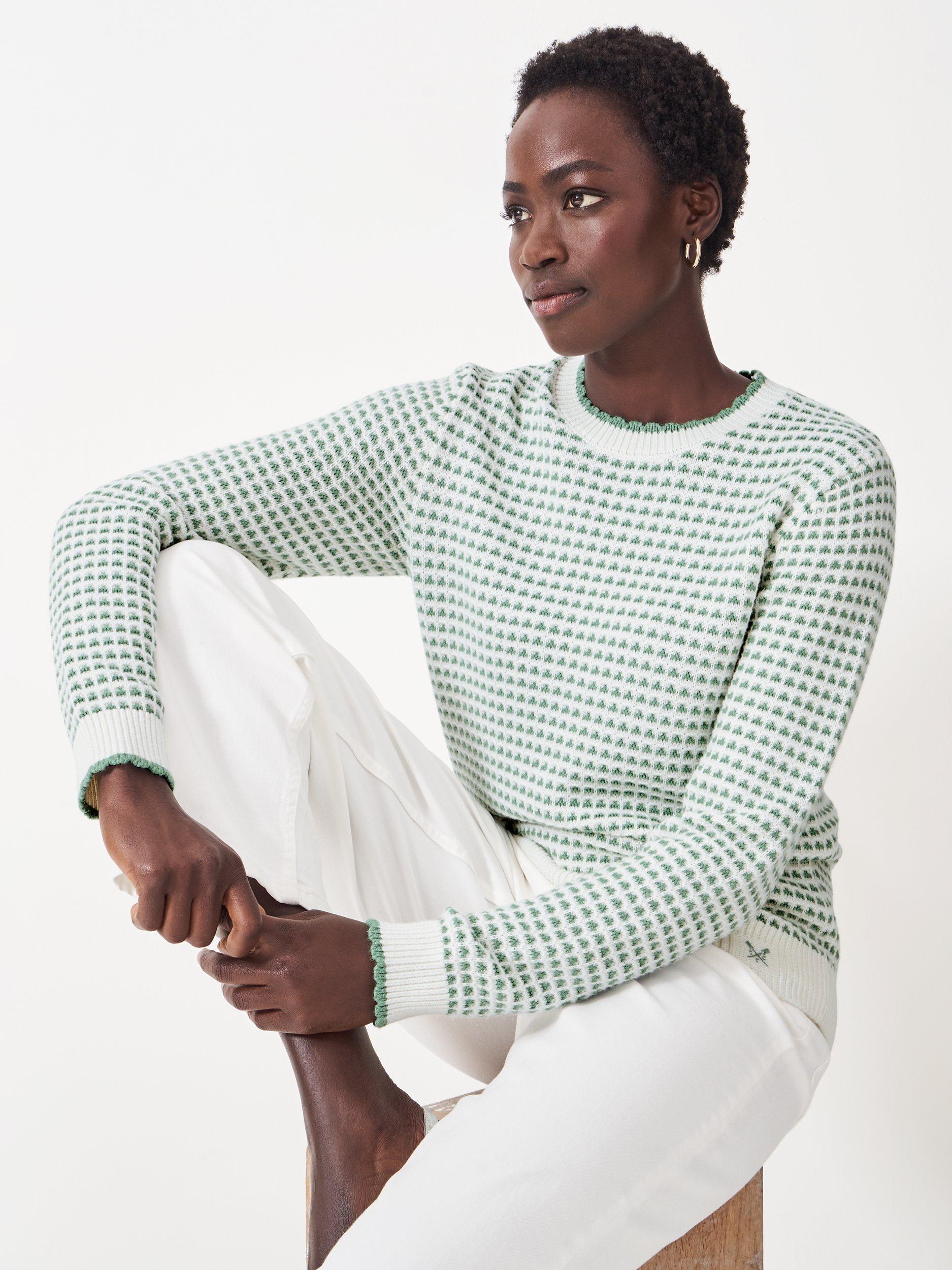 Product image 1 of 5, which shows Crew Clothing Textured Crew Jumper, Light Green, 8