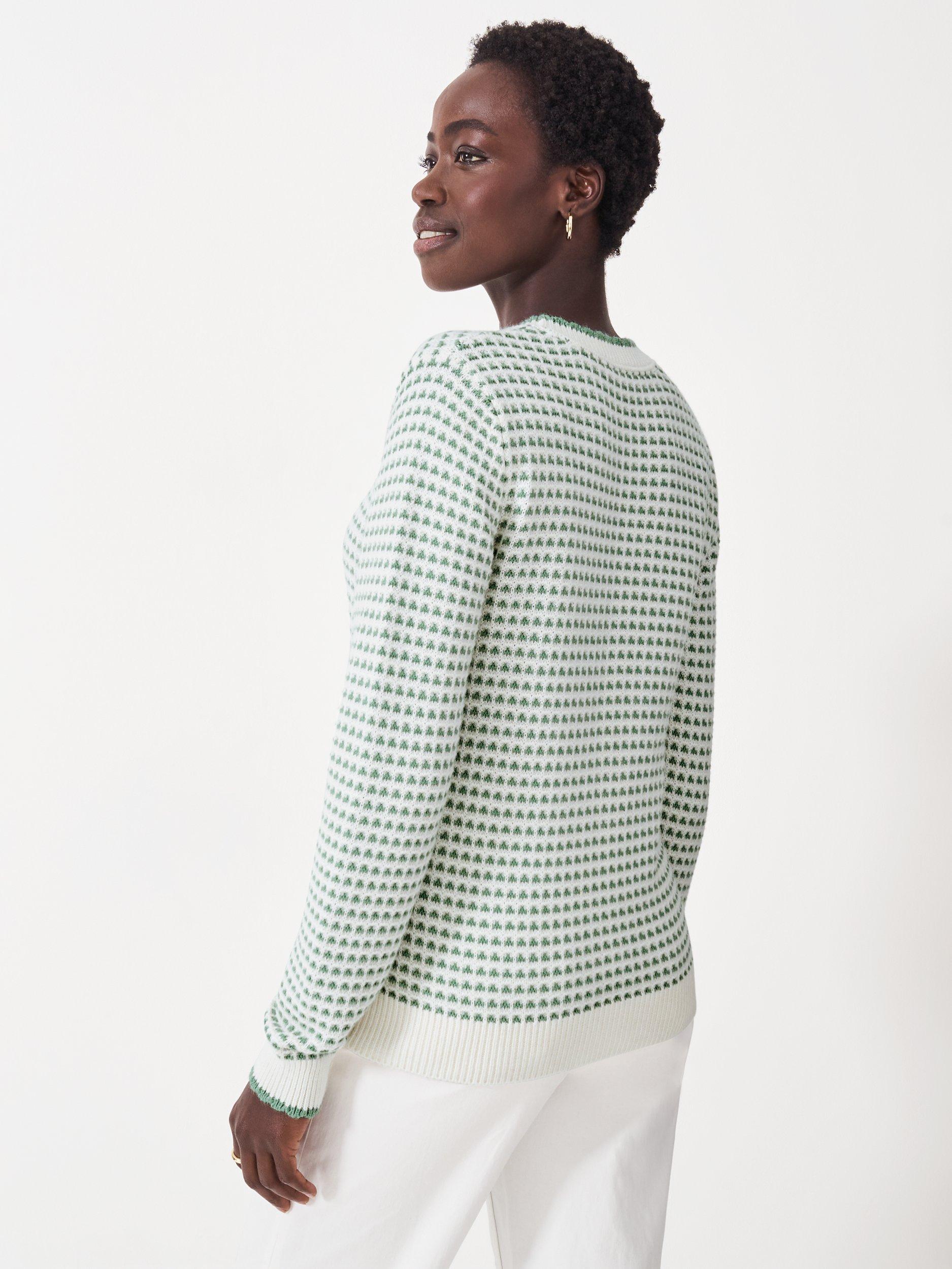 Product image 2 of 5, which shows Crew Clothing Textured Crew Jumper, Light Green, 8