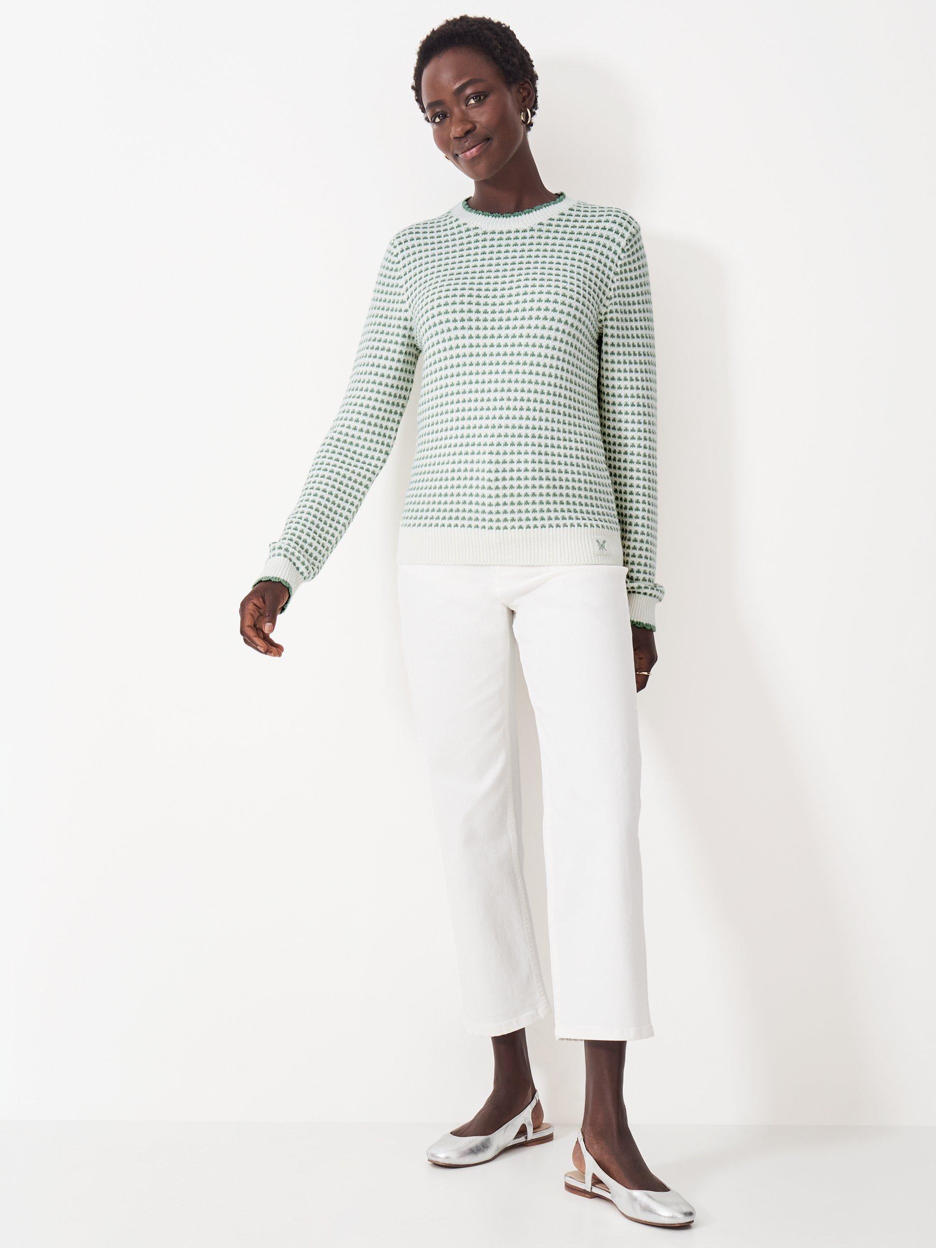 Product image 3 of 5, which shows Crew Clothing Textured Crew Jumper, Light Green, 8