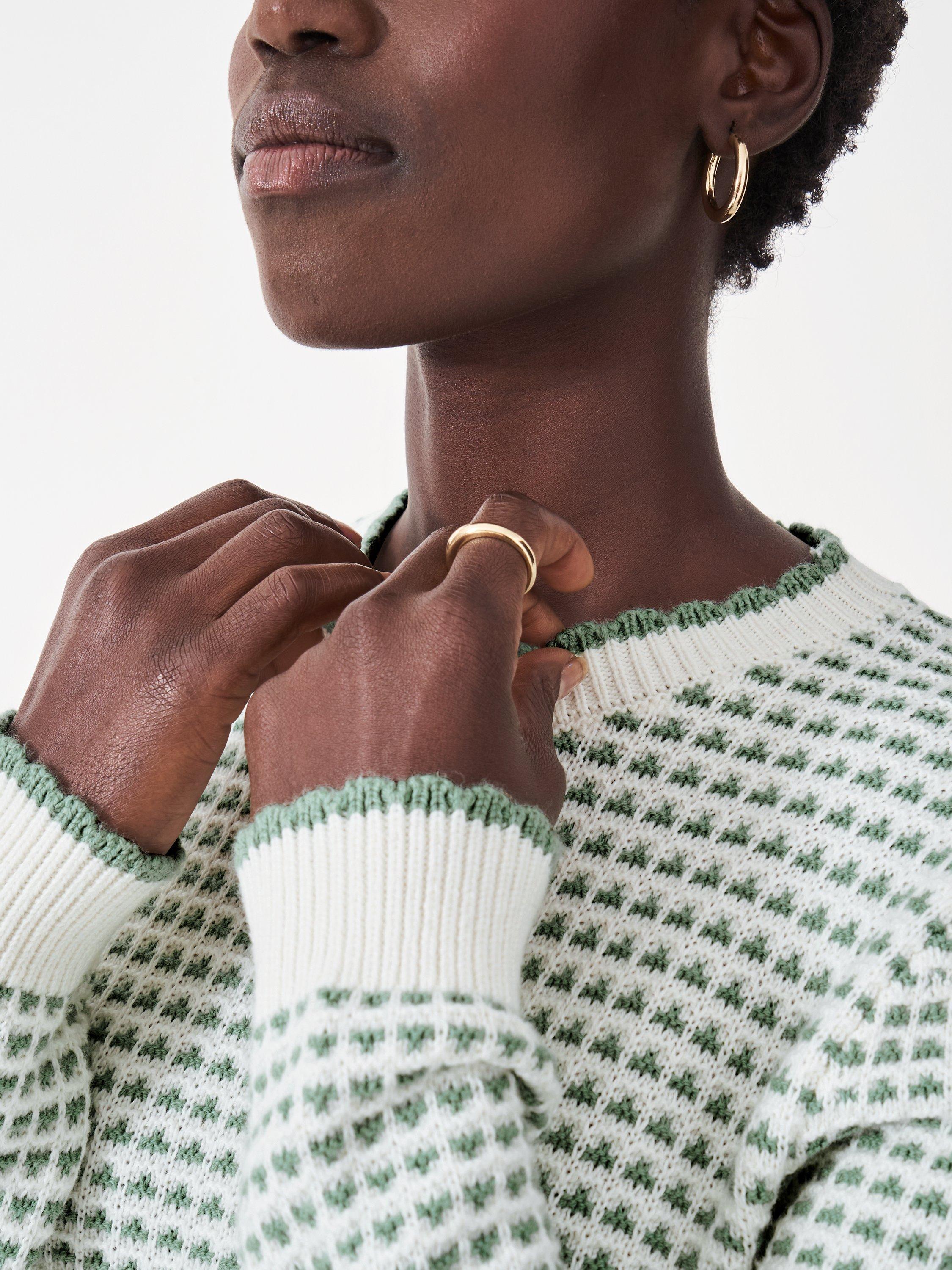 Product image 4 of 5, which shows Crew Clothing Textured Crew Jumper, Light Green, 8