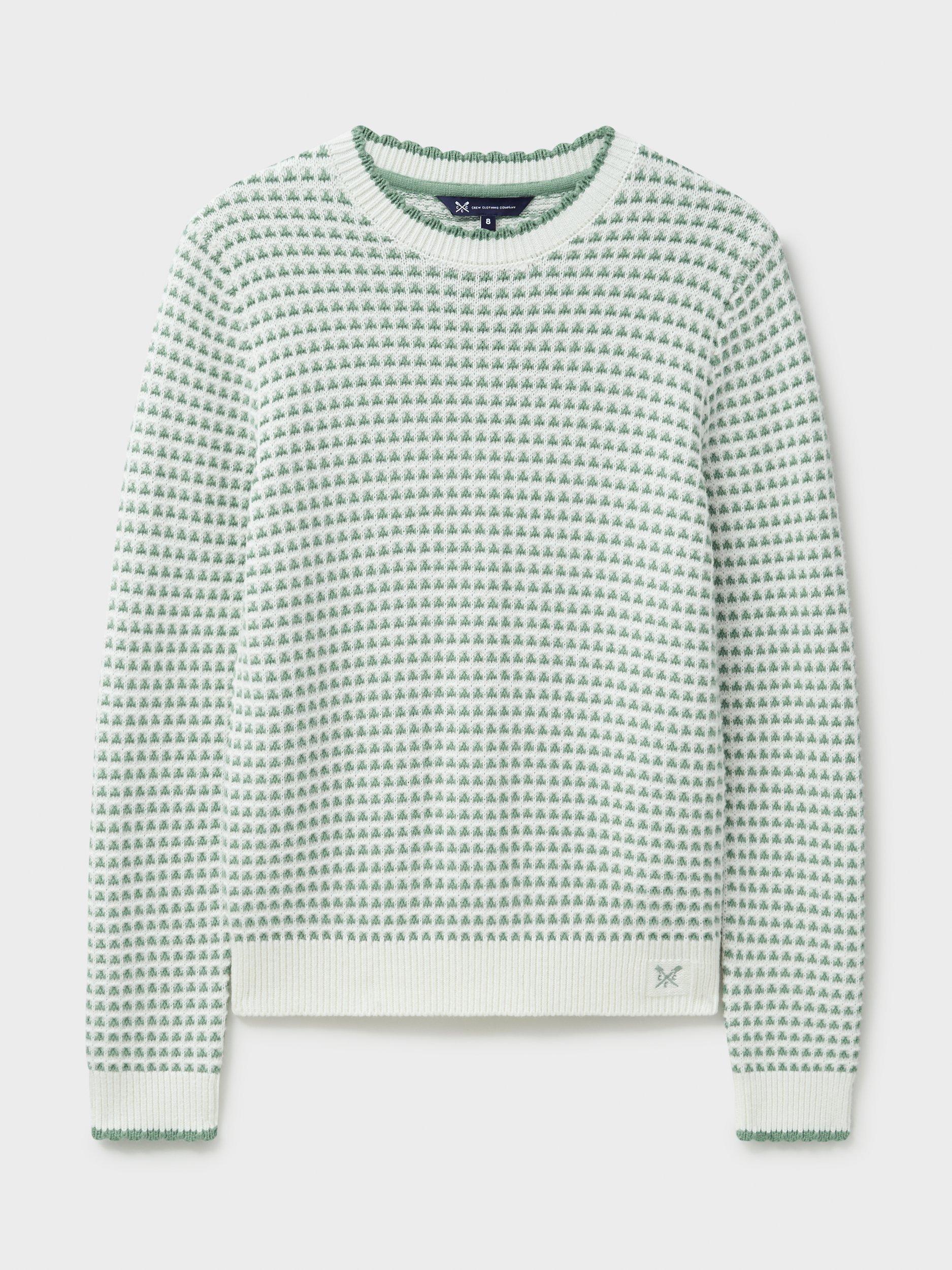 Product image 5 of 5, which shows Crew Clothing Textured Crew Jumper, Light Green, 8