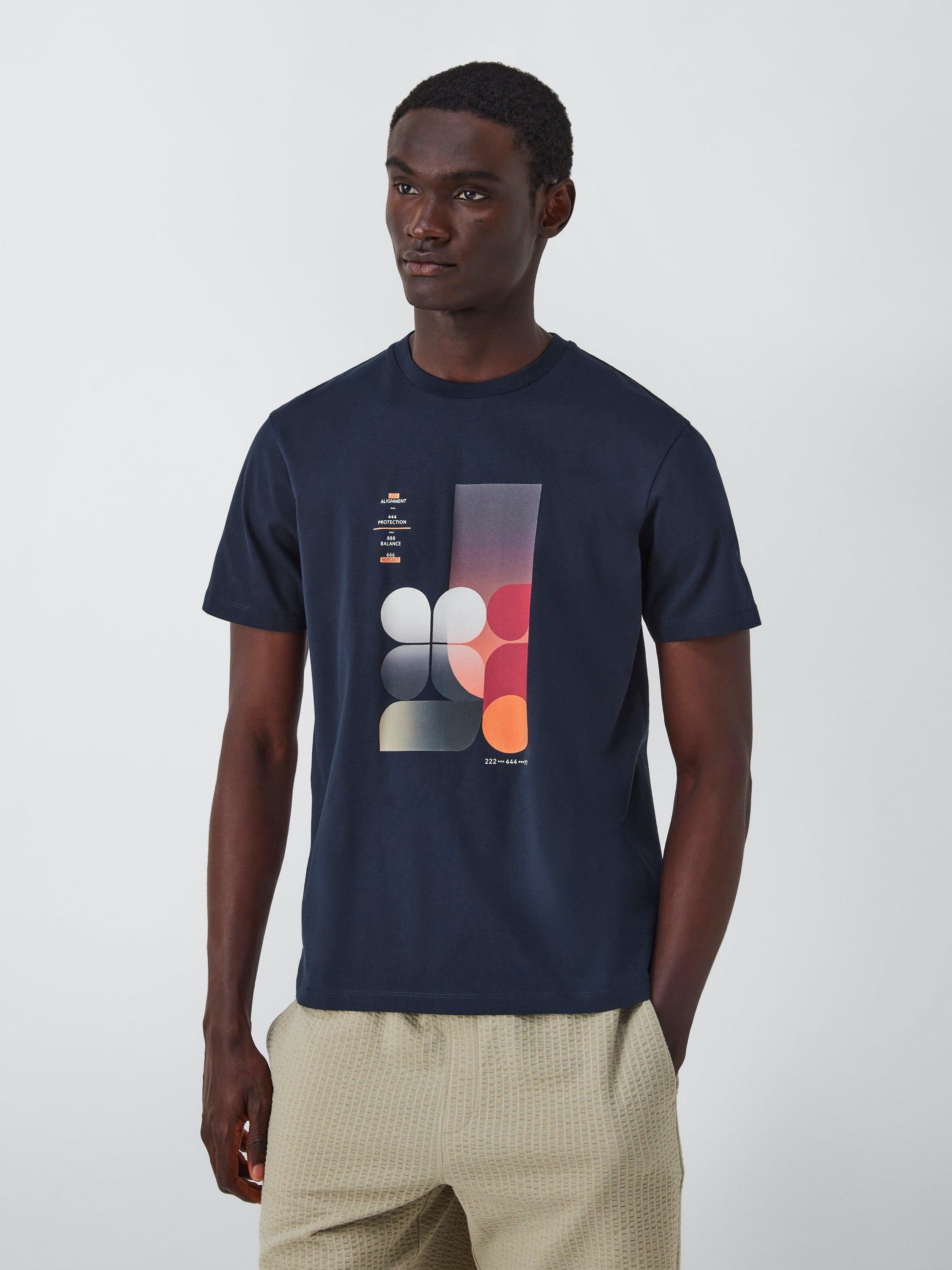 Product image 1 of 6, which shows Kin Cotton Regular Fit Poster Graphic T-Shirt, Dark Sapphire, S