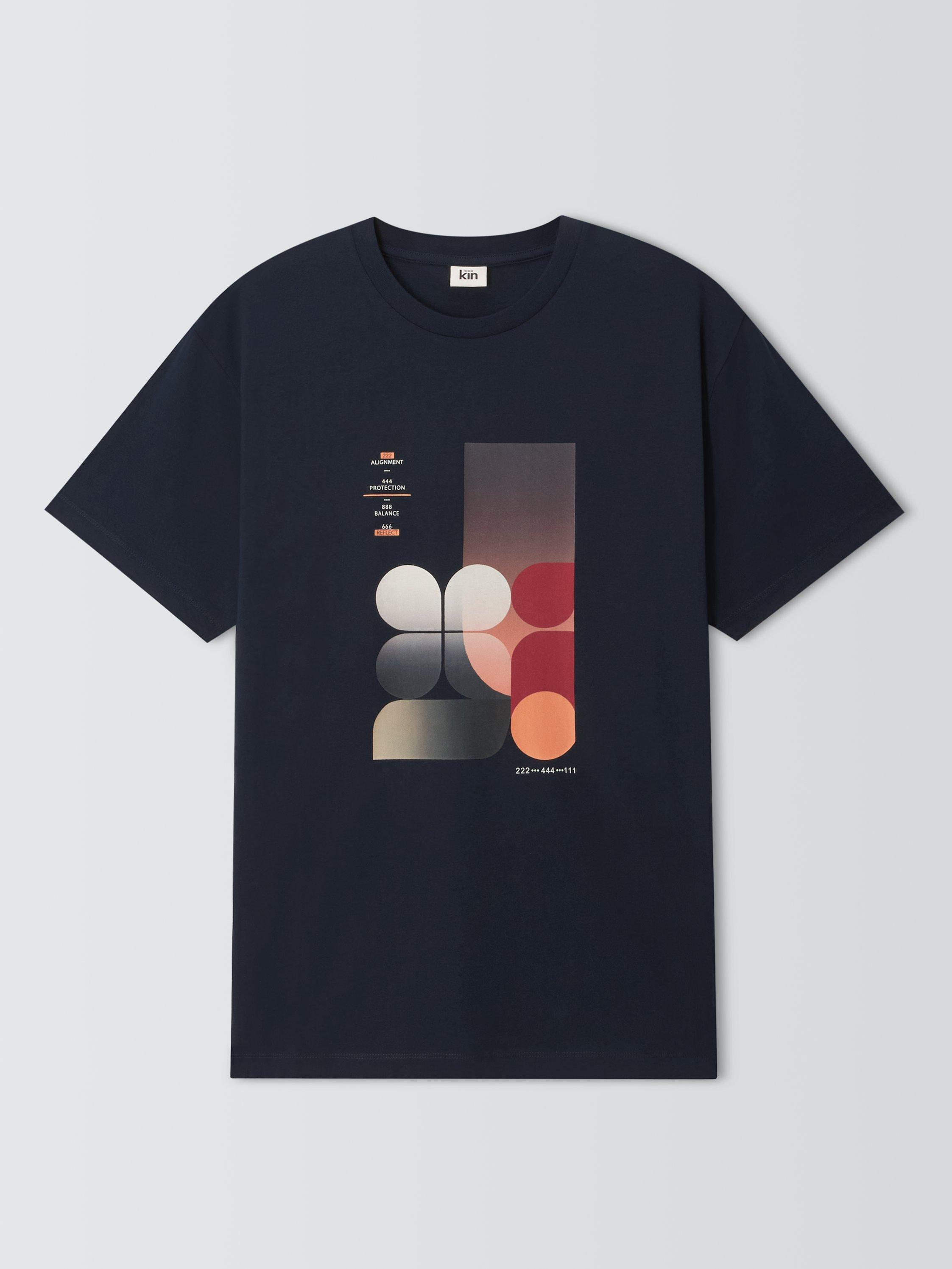 Product image 4 of 6, which shows Kin Cotton Regular Fit Poster Graphic T-Shirt, Dark Sapphire, S