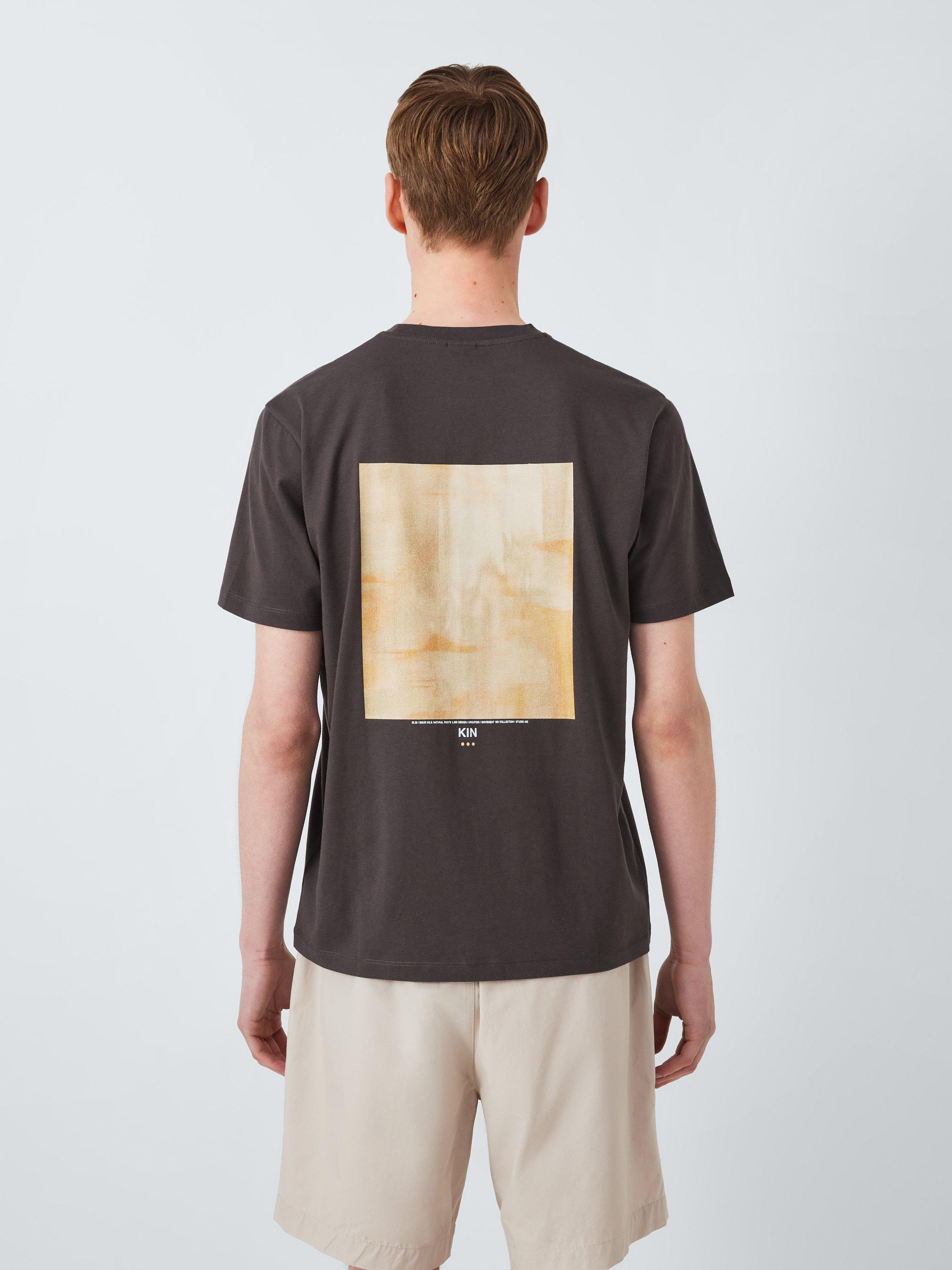Product image 1 of 6, which shows Kin Cotton Regular Fit Washed Graphic T-Shirt, Shale, S