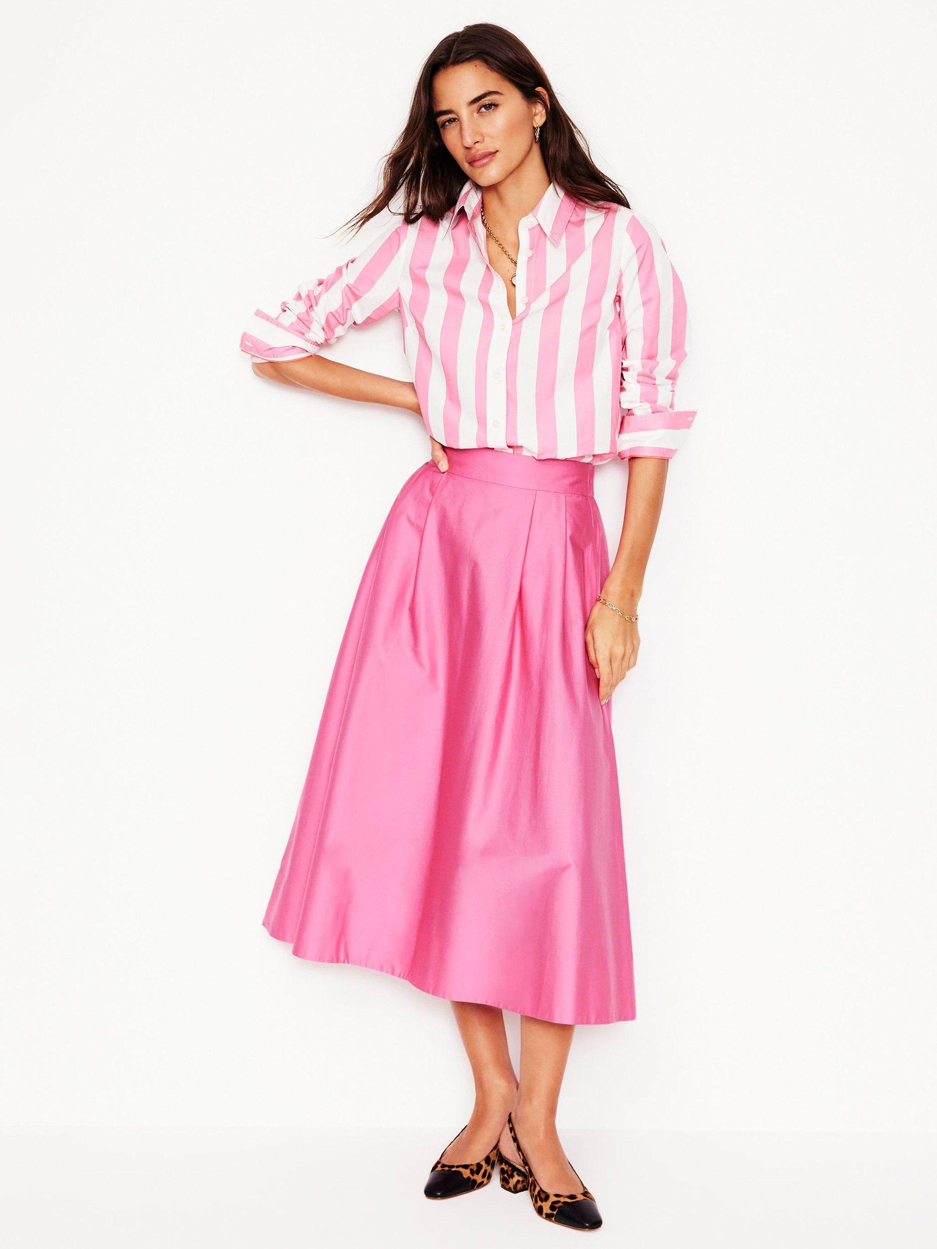 Boden Isabella Sateen Midi Skirt, Sorbet Pink