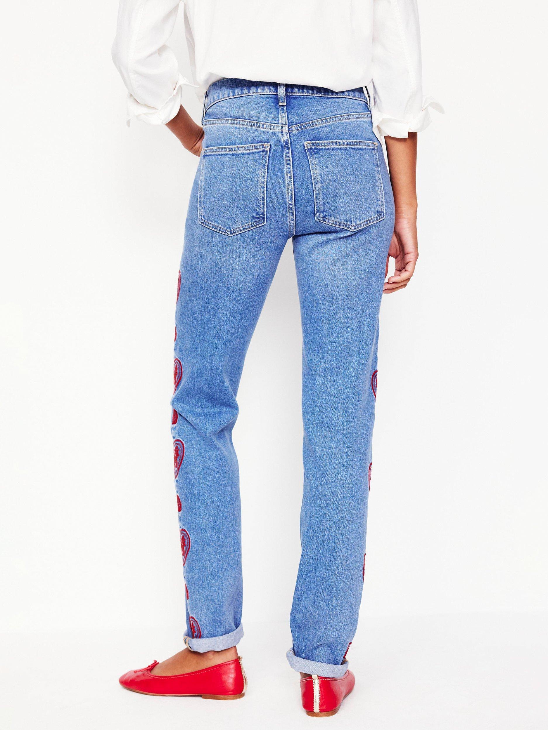Product image 2 of 5, which shows Boden Hearts Girlfriend Jeans, Blue Indigo, 27R