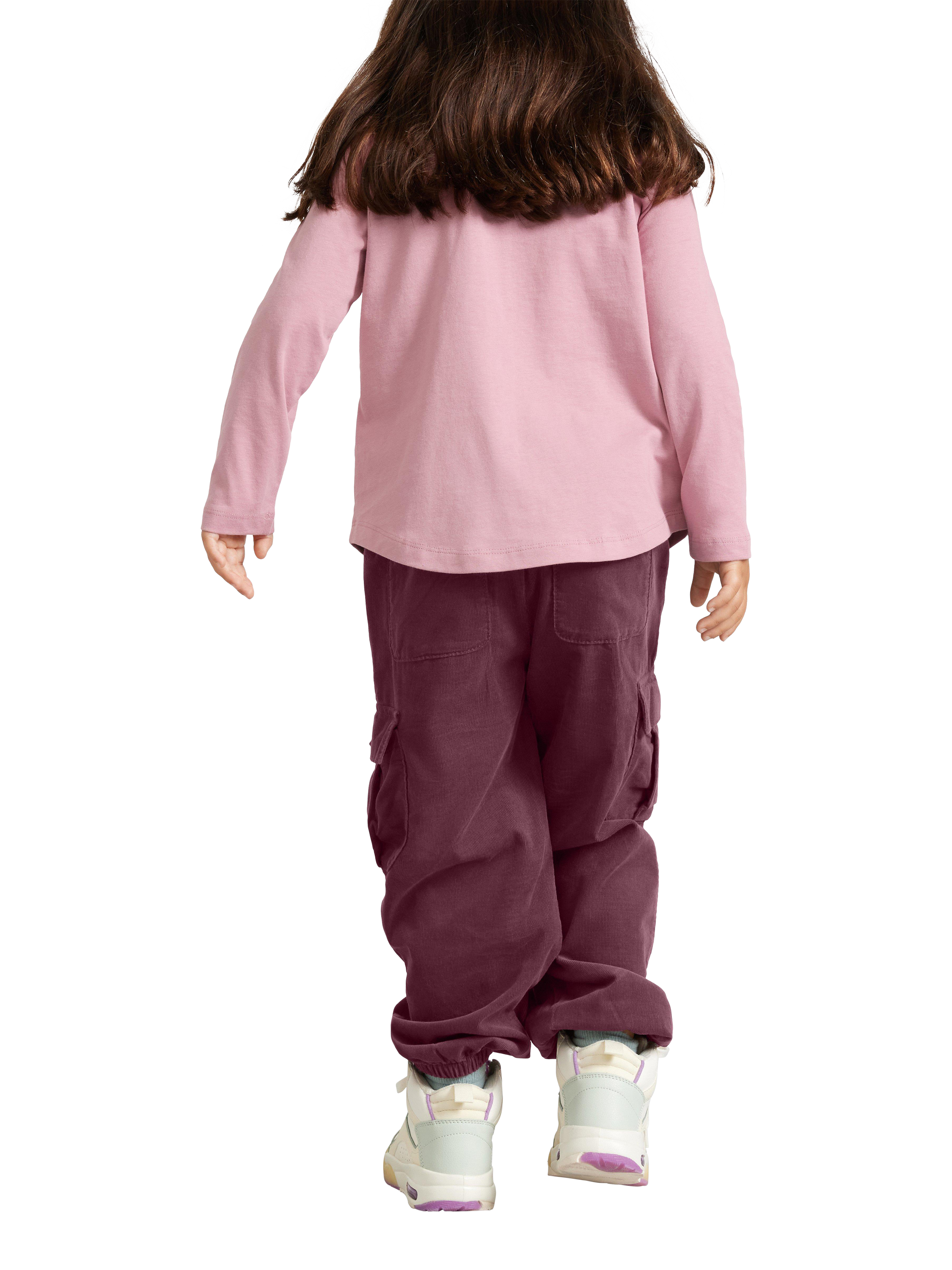 Product image 2 of 3, which shows Lindex Kids' Corduroy Cargo Joggers, Dark Dusty Lilac, 4-5 years
