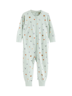 Lindex Baby Fox Sleepsuit, Light Aqua, Light Aqua