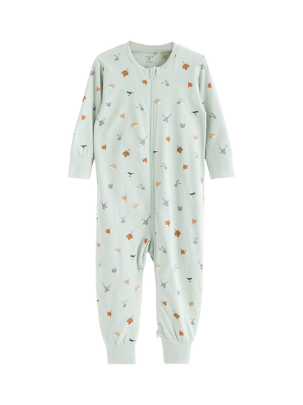 Lindex Baby Fox Sleepsuit, Light Aqua, Light Aqua
