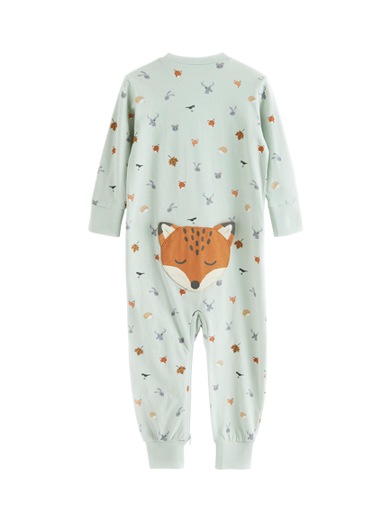 Lindex Baby Fox Sleepsuit, Light Aqua - view 2, Light Aqua