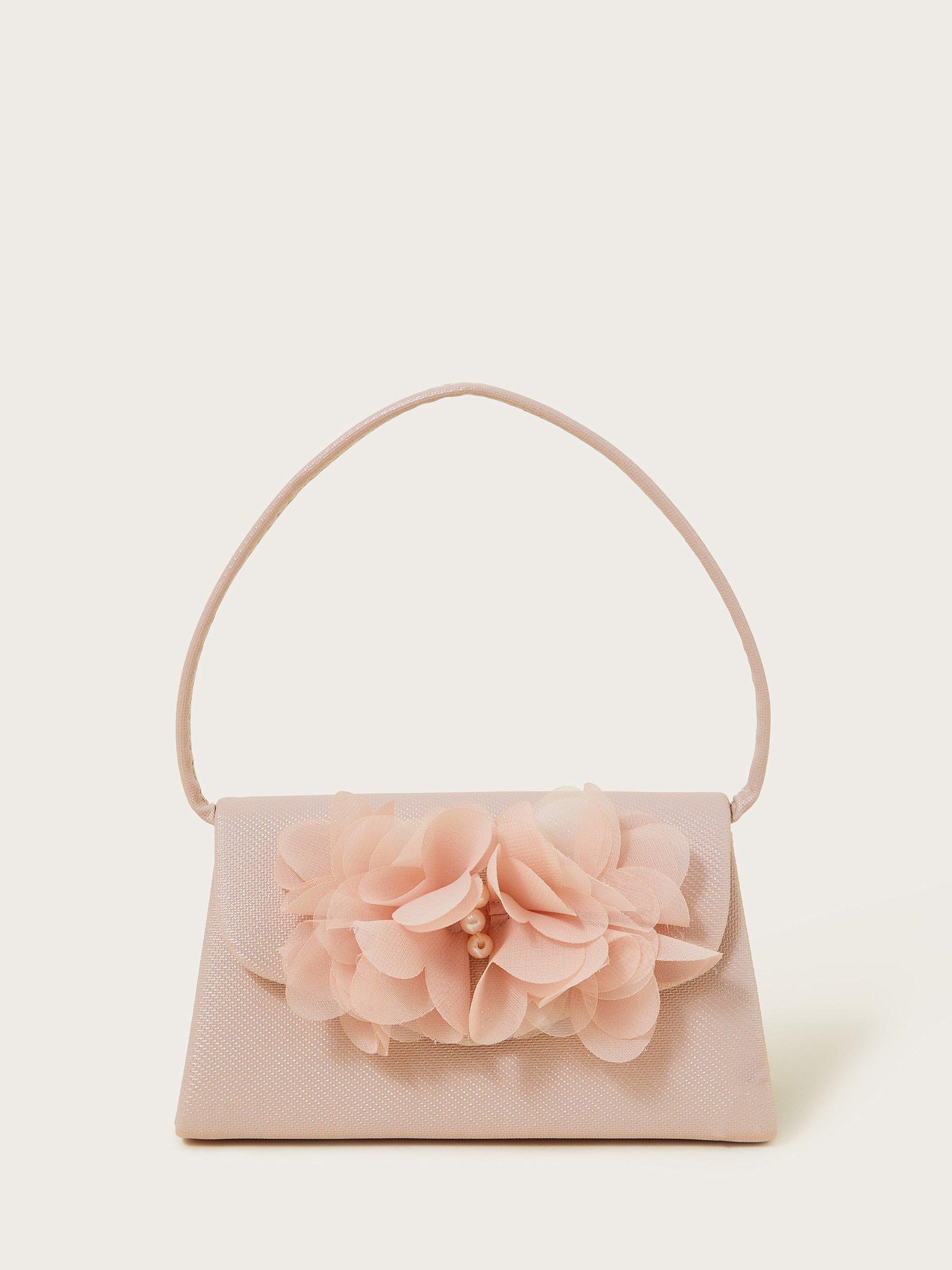 Product image 1 of 4, which shows Monsoon Kids' Pom Bridesmaid Bag, Pink