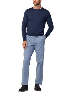 Hackett London Merino Wool and Silk Crew Neck Jumper, Navy