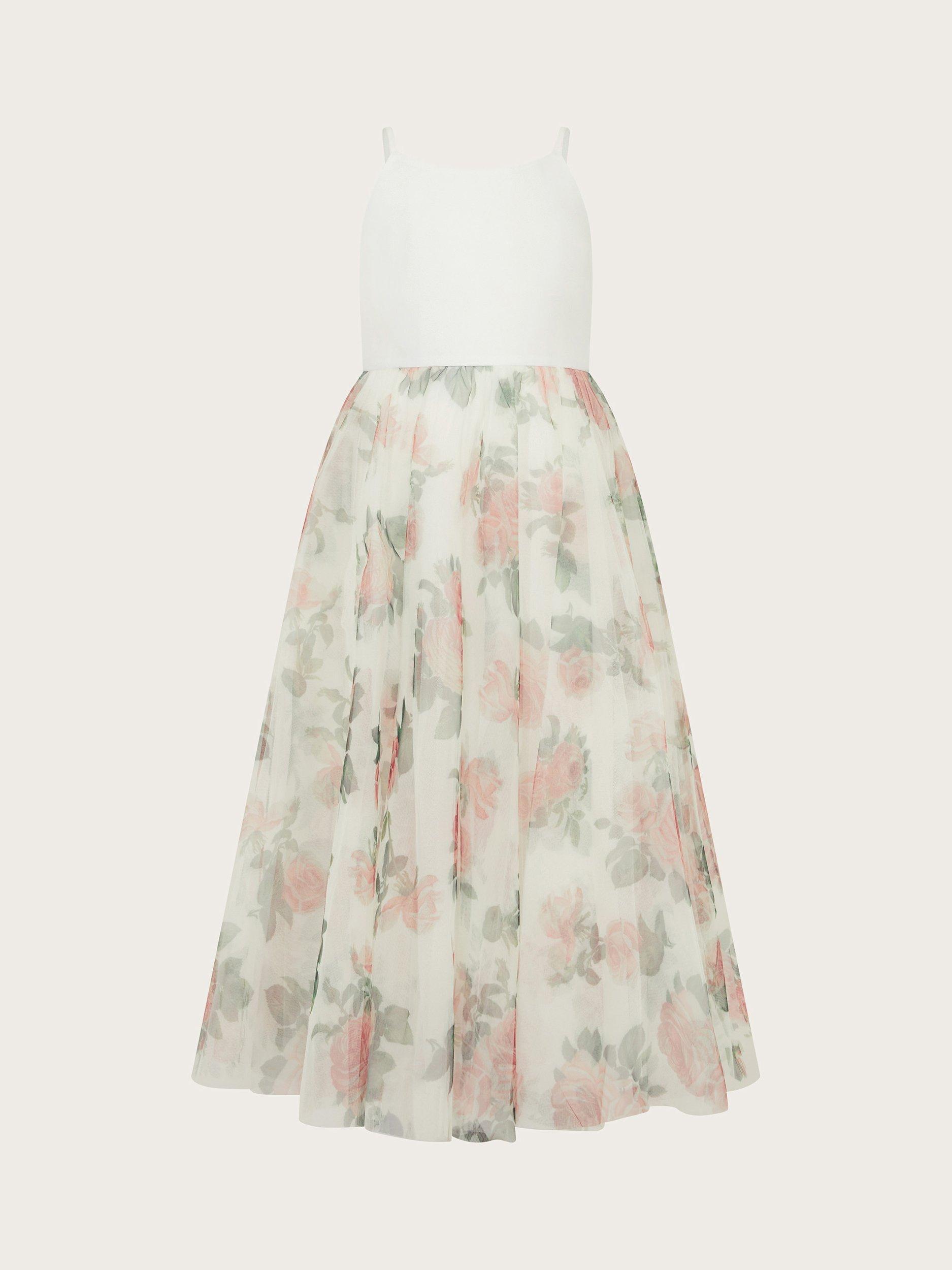 Product image 1 of 3, which shows Monsoon Kids' Alice Rose Maxi Dress, Ivory/Multi, 4 years