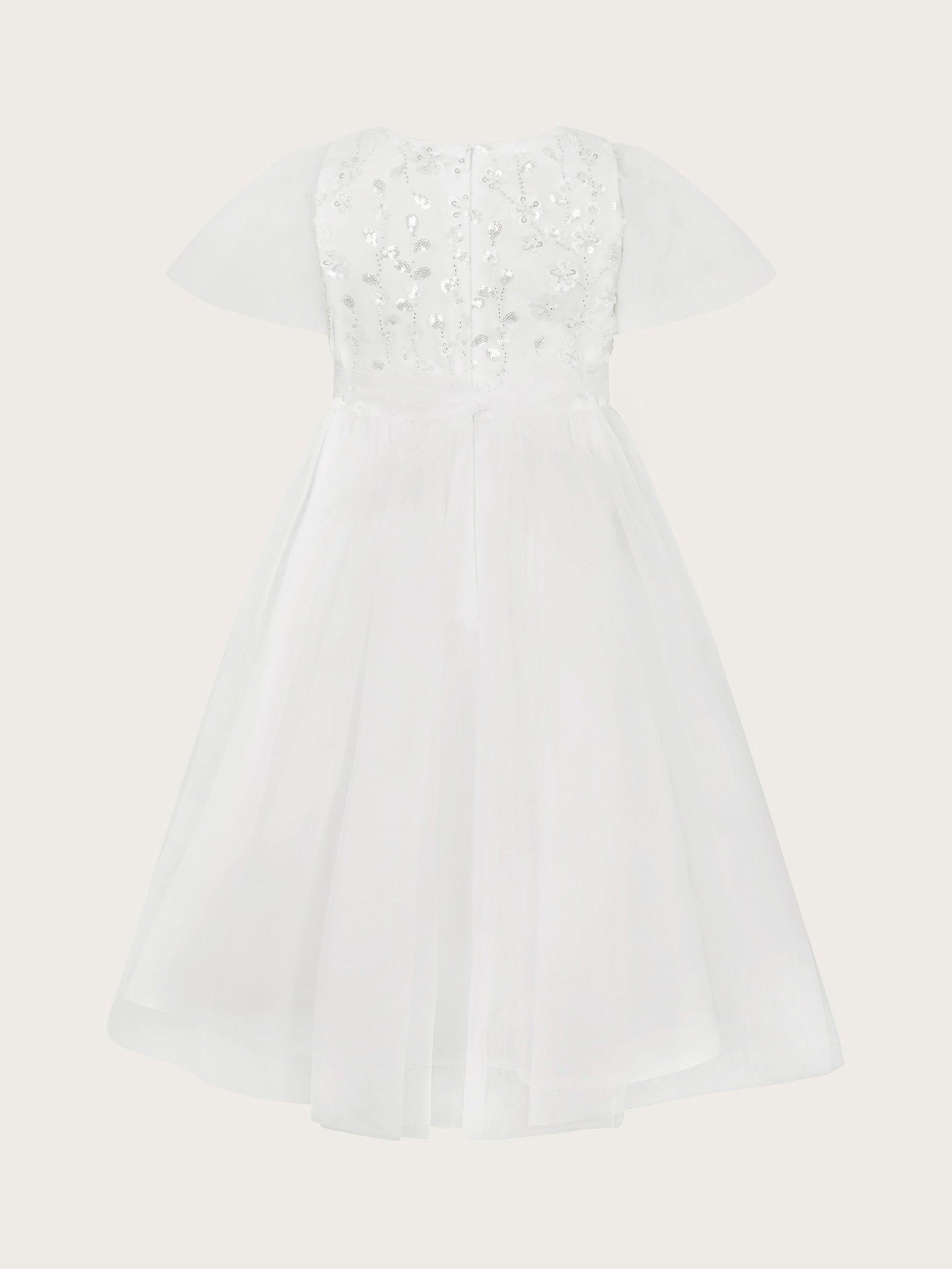 Product image 3 of 4, which shows Monsoon Kids' Beaded Communion Dress, White, 11-12 years