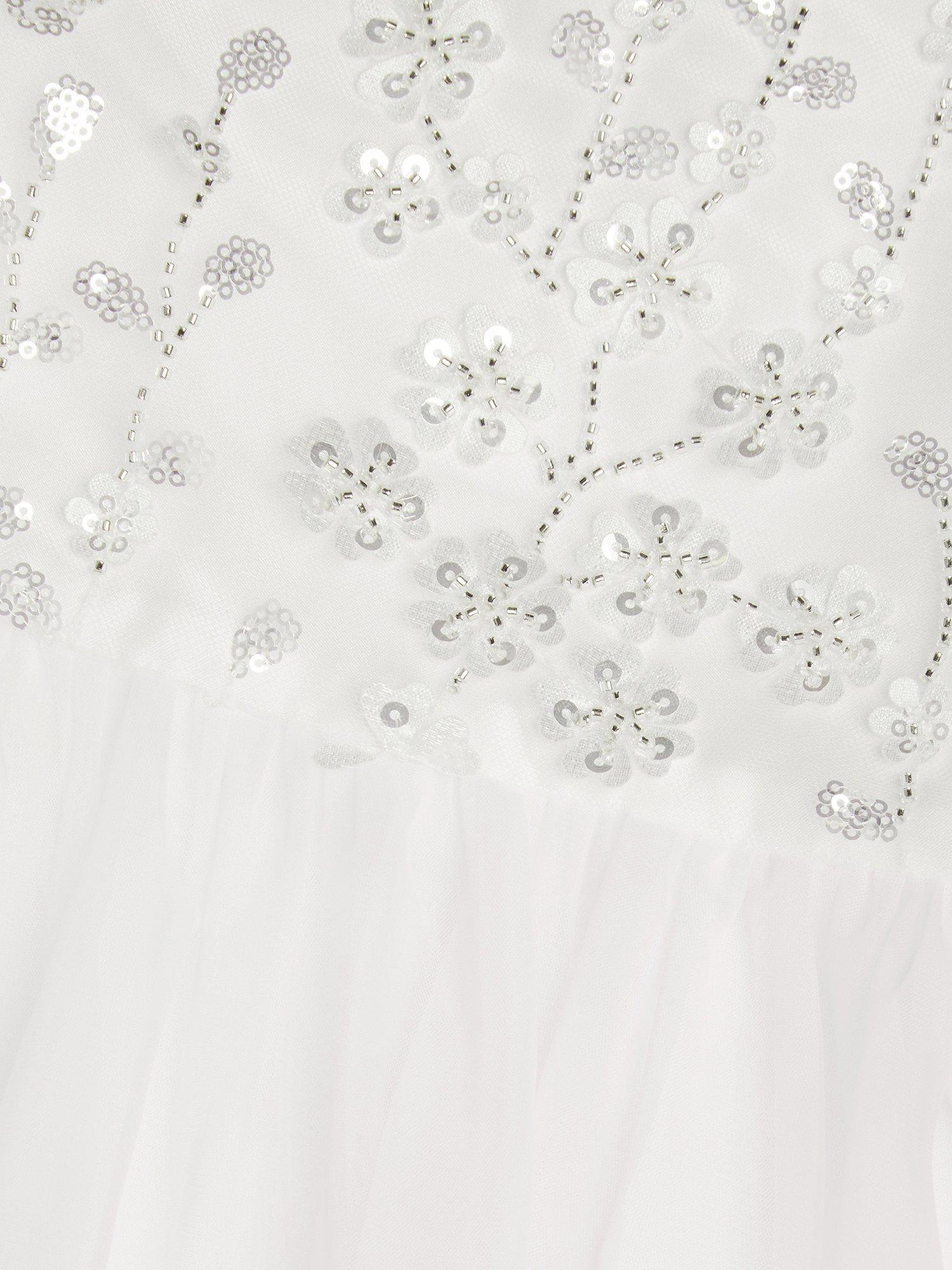 Product image 4 of 4, which shows Monsoon Kids' Beaded Communion Dress, White, 11-12 years