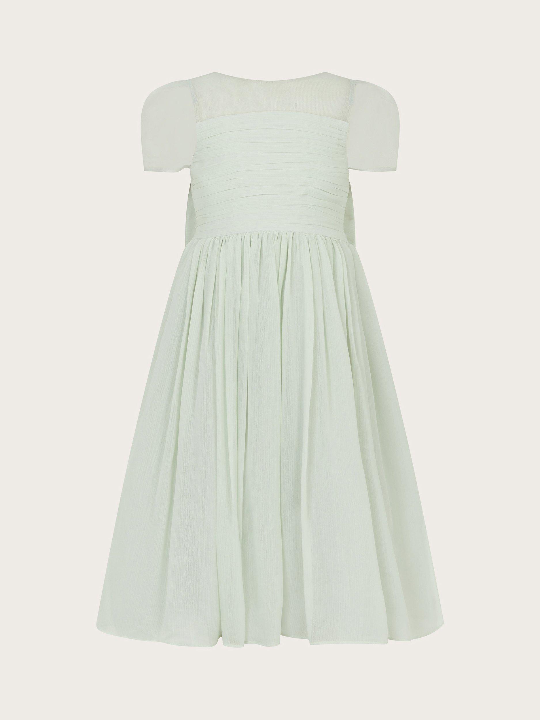 Product image 1 of 3, which shows Monsoon Kids' Crinkle Chifton Dress, Sage, 3 years