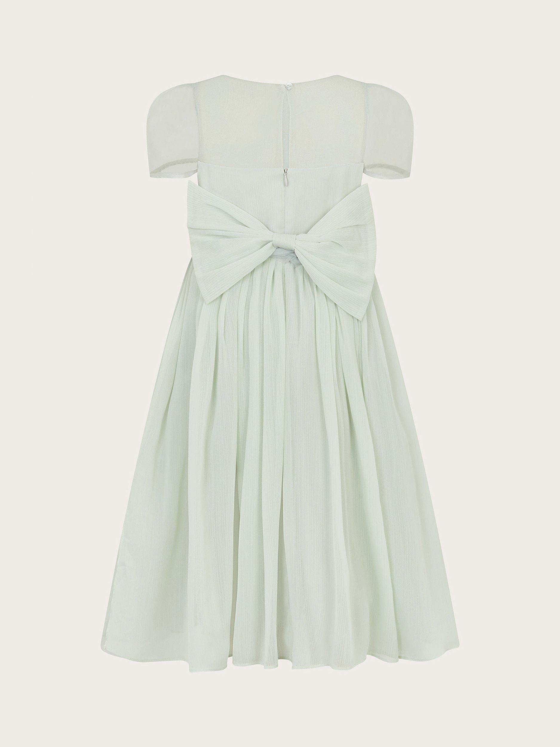 Product image 2 of 3, which shows Monsoon Kids' Crinkle Chifton Dress, Sage, 3 years