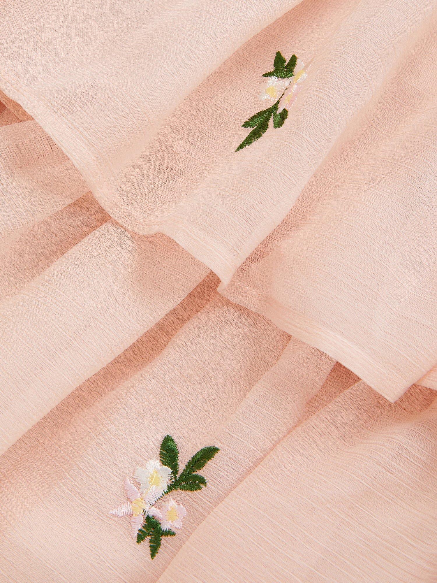 Product image 4 of 4, which shows Monsoon Kids' Embroidered Tiered Dress, Pink, 3 years