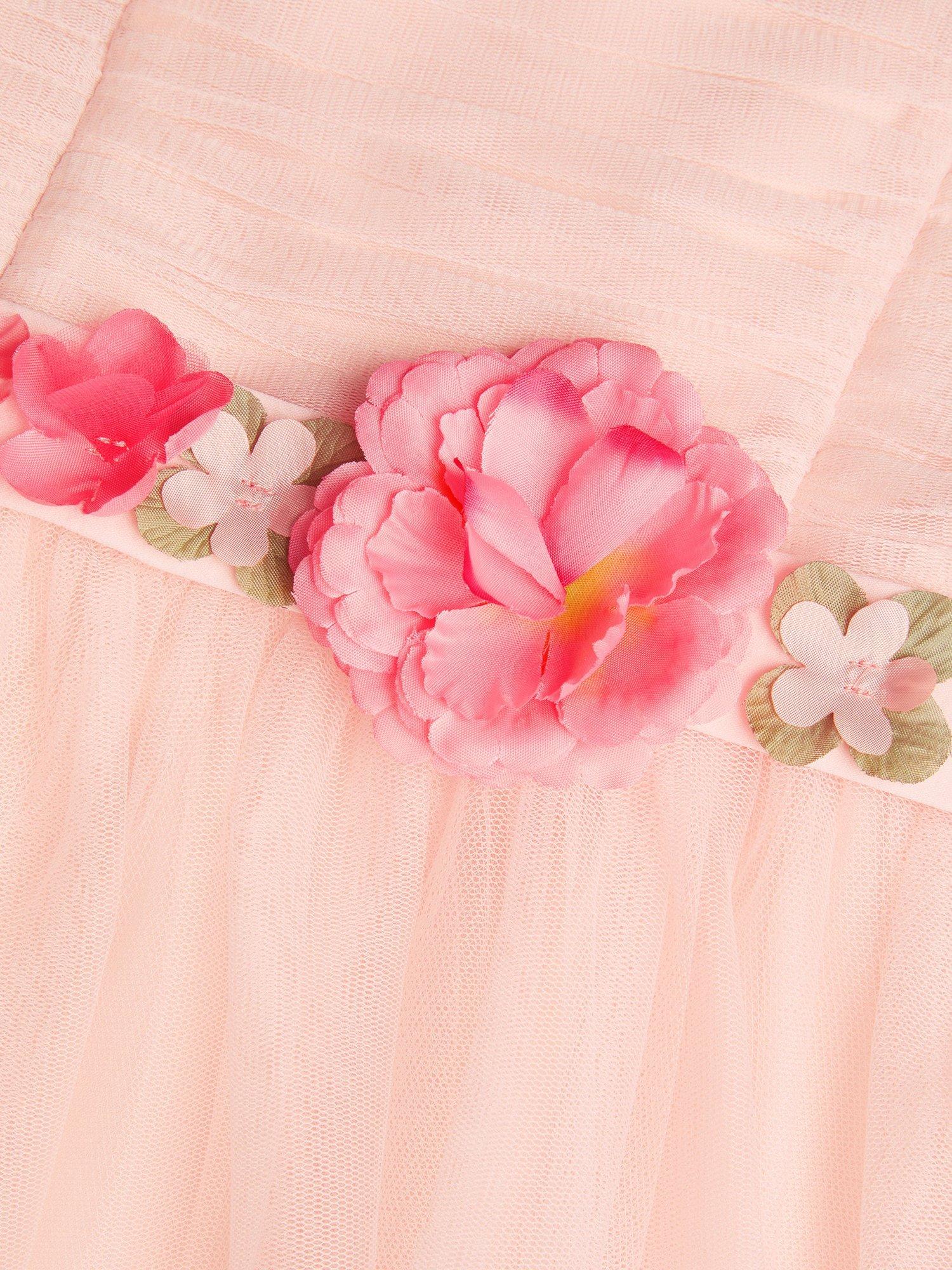 Product image 3 of 3, which shows Monsoon Kids' Fleur 3D Belt Dress, Pink, 3 years