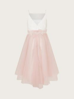 Monsoon Kids' High Neck Dress, Pink/White - view 2, Pink/White