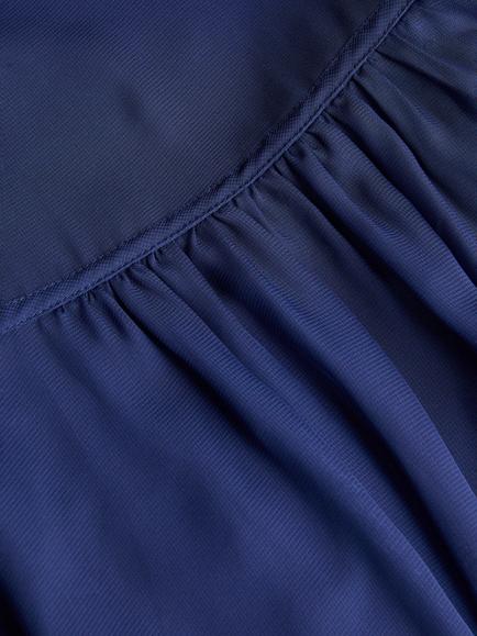 Monsoon Kids' Indi Frill Sleeve Maxi Dress - view 2, Navy