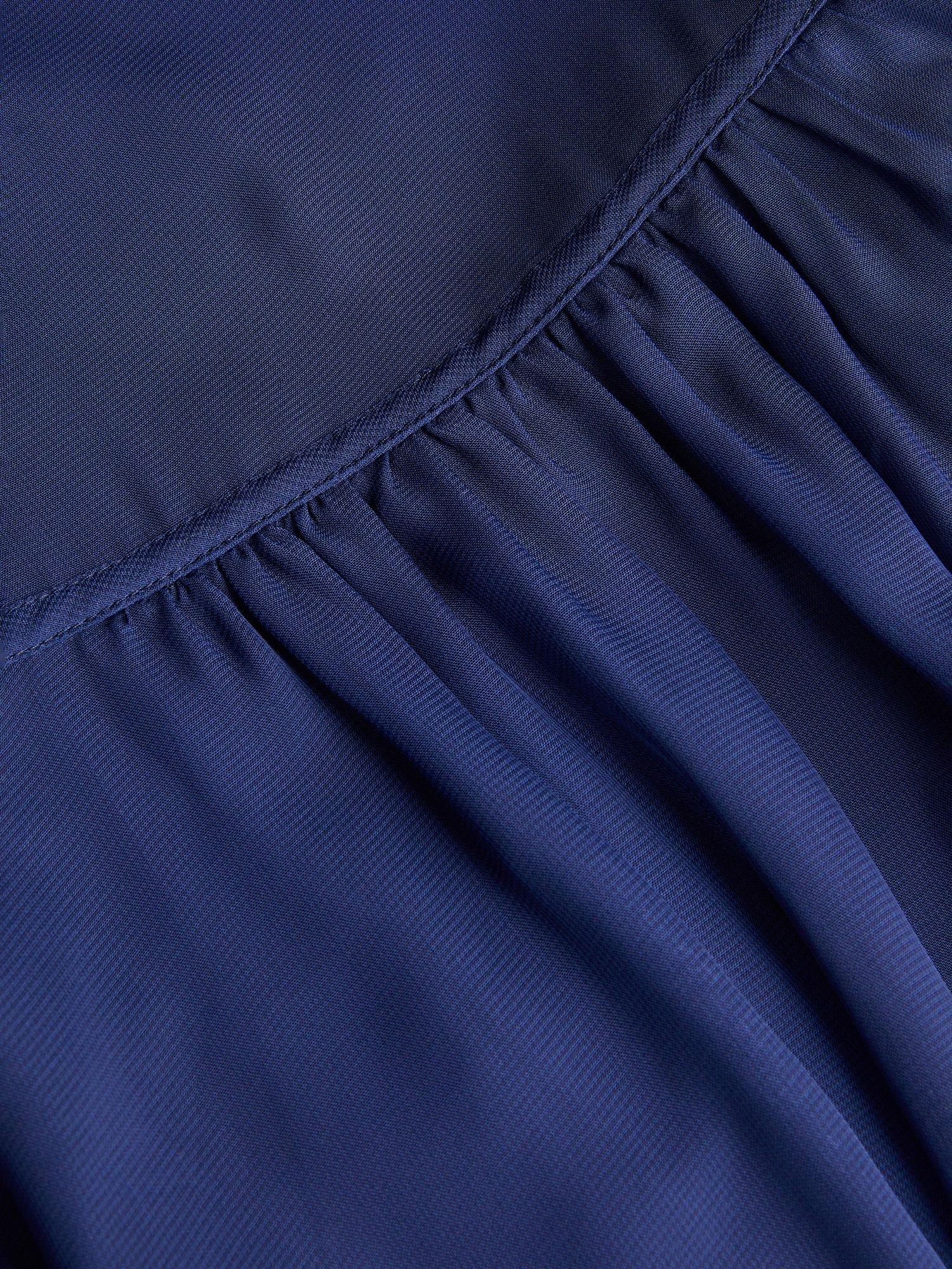 Product image 3 of 3, which shows Monsoon Kids' Indi Frill Sleeve Midi Dress, Navy, 8 years