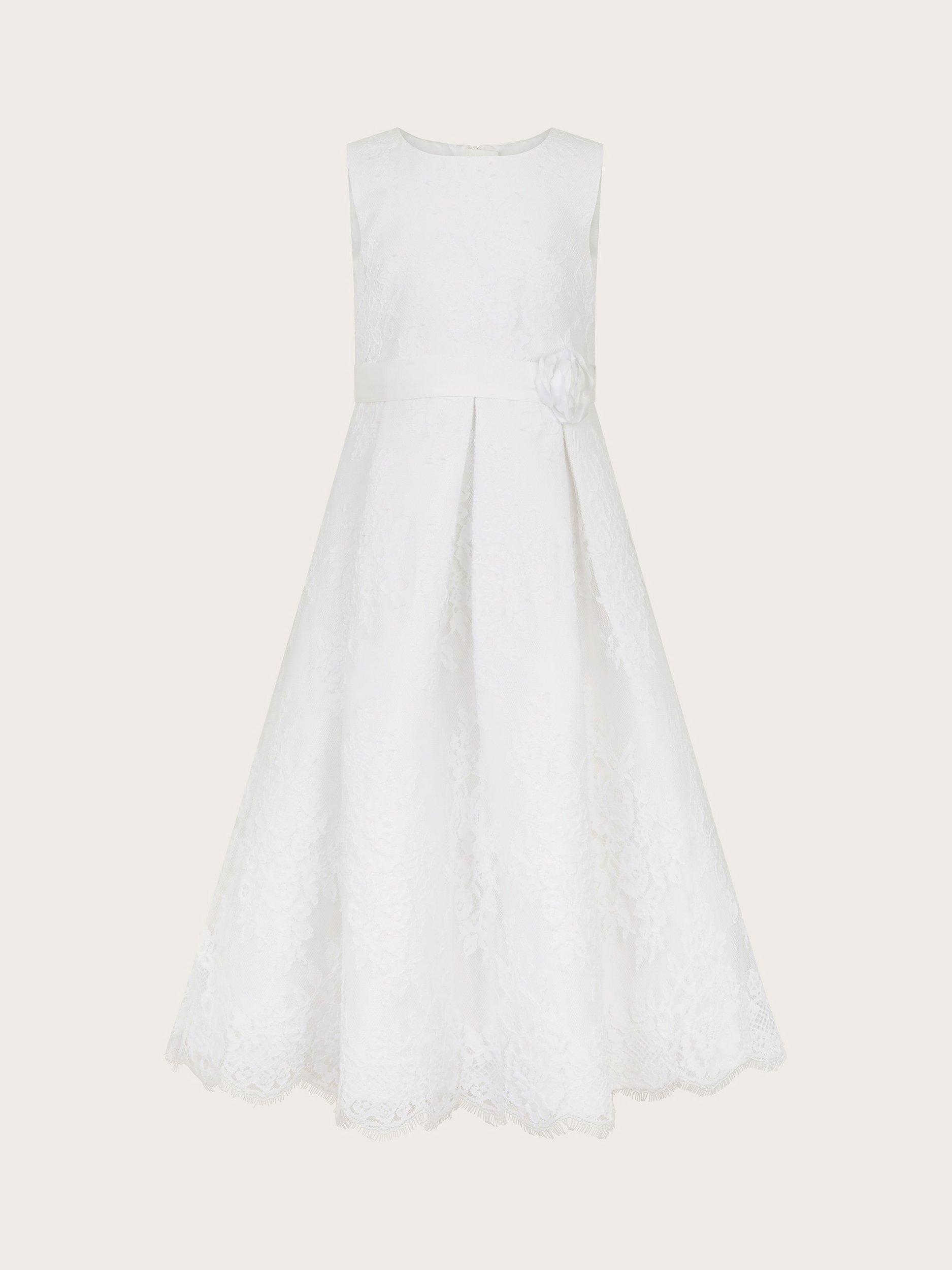 Product image 2 of 4, which shows Monsoon Kids' Lace Communion Maxi Dress, White, 3 years