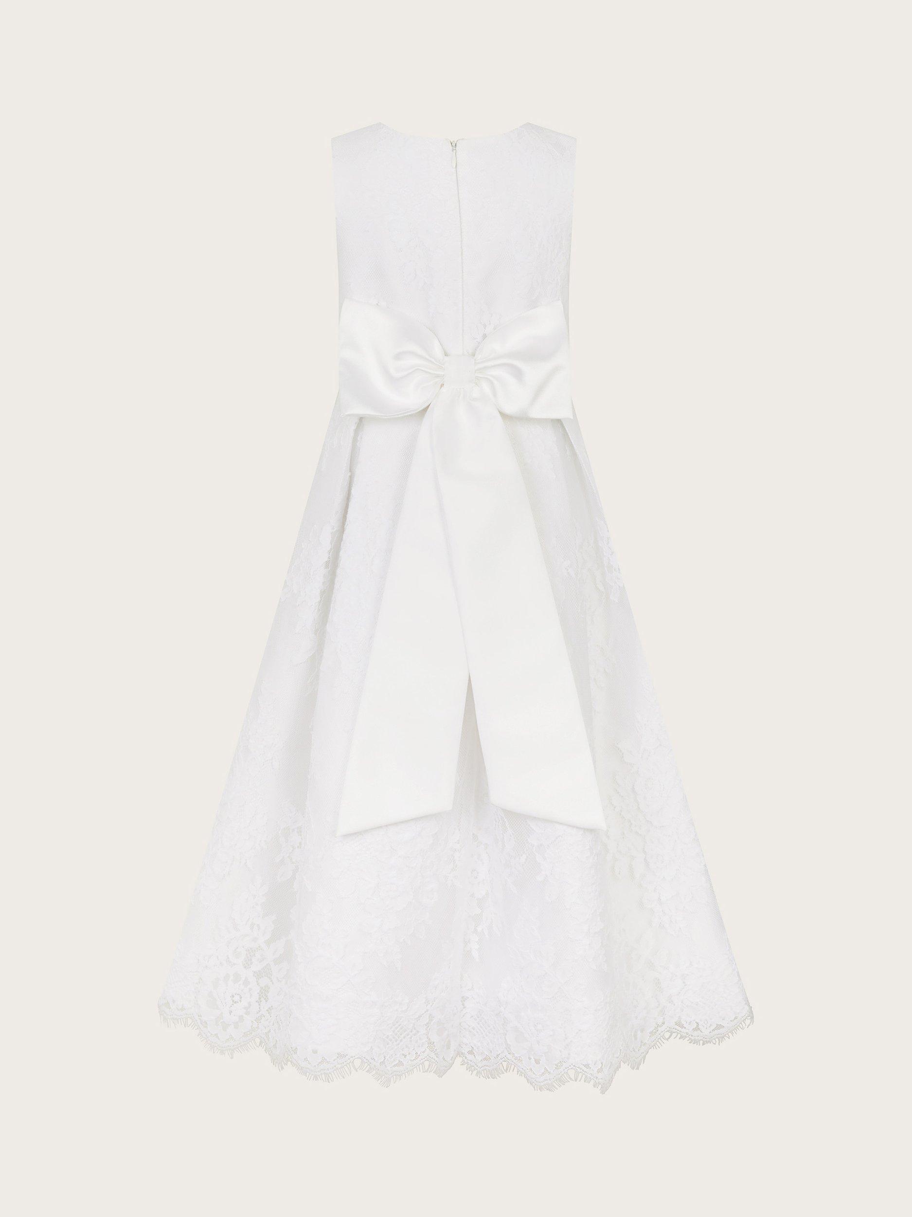 Product image 3 of 4, which shows Monsoon Kids' Lace Communion Maxi Dress, White, 3 years