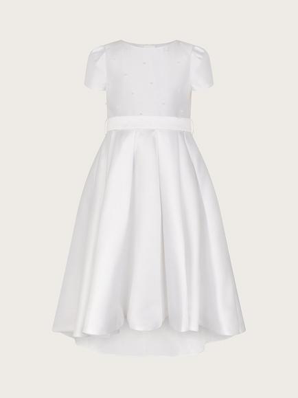 Monsoon Kids' Henrietta Pearl Bodice Dress, White, White