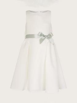 Monsoon Kids' Scuba Sleeveless Midi Dress, Ivory - view 2, Ivory