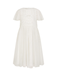 Monsoon Kids' Sunray Beaded Dress, Ivory