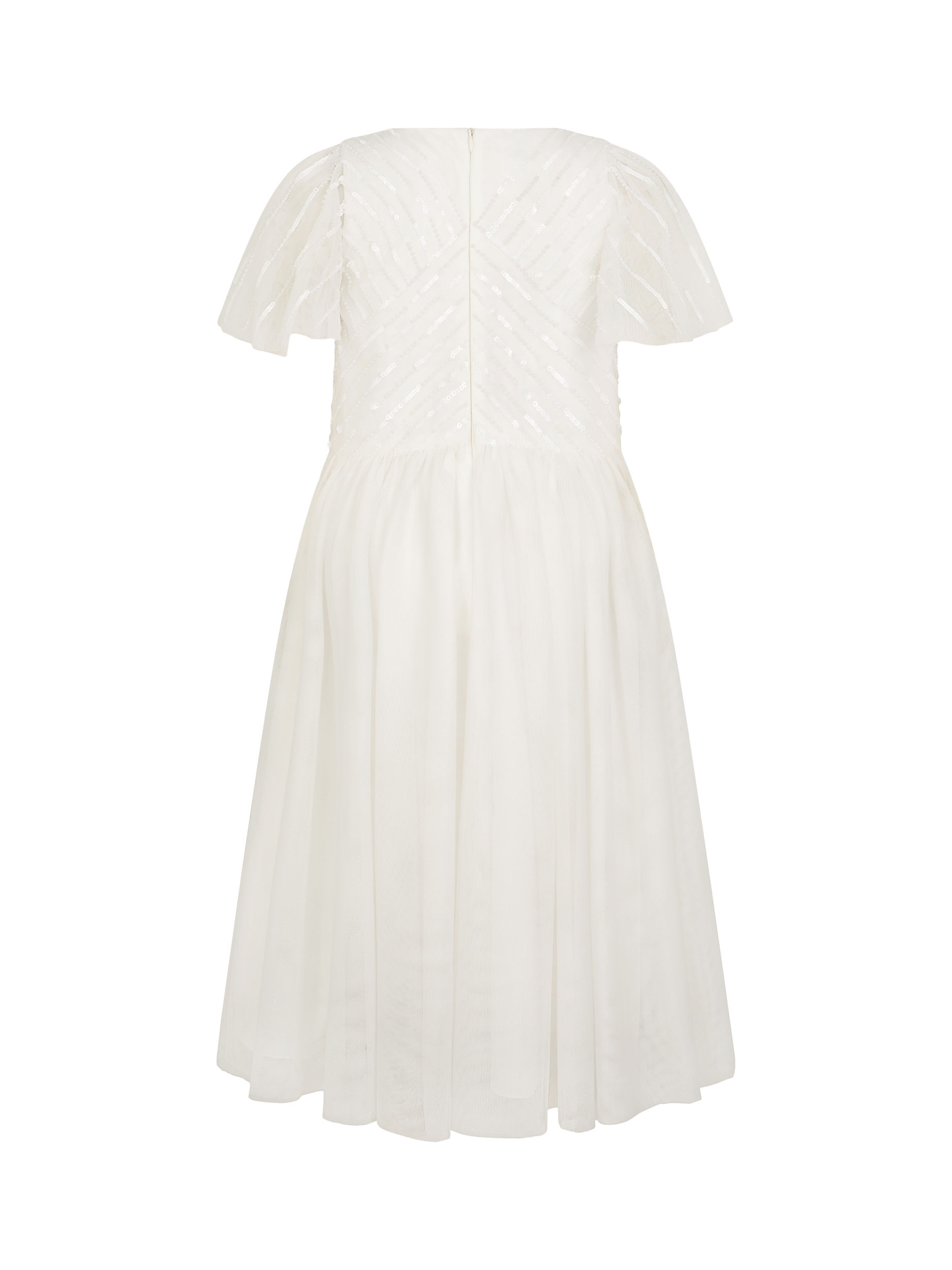 Product image 3 of 4, which shows Monsoon Kids' Sunray Beaded Dress, Ivory, 4 years
