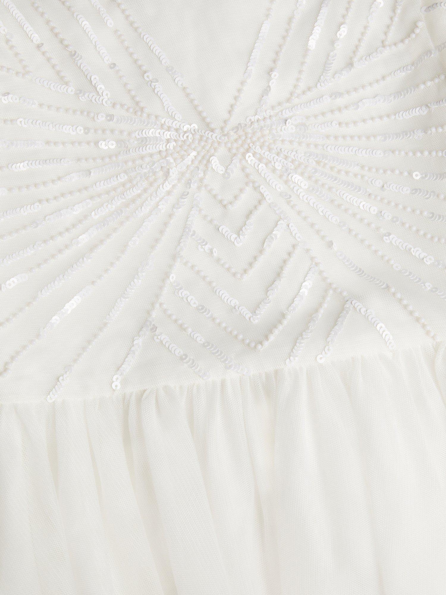 Product image 4 of 4, which shows Monsoon Kids' Sunray Beaded Dress, Ivory, 4 years