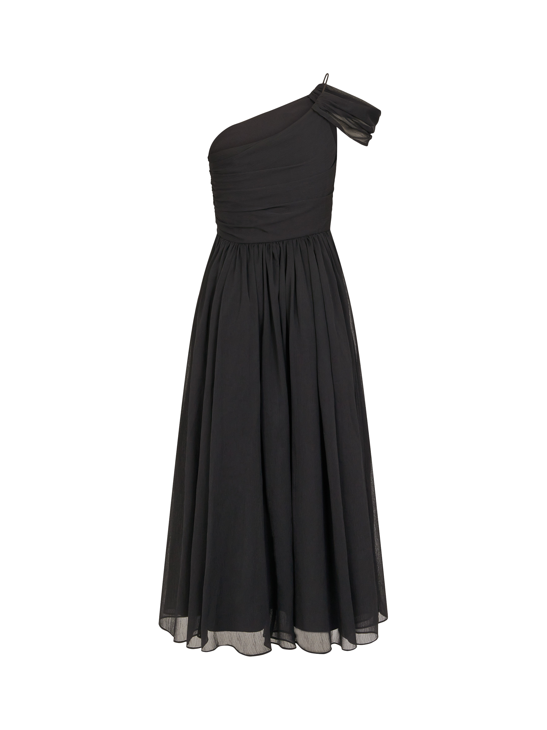 Product image 2 of 3, which shows Monsoon Kids' Texas One Shoulder Midi Dress, Black, 8 years