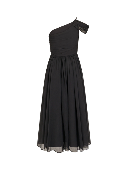 Monsoon Kids' Texas One Shoulder Midi Dress, Black - view 2, Black