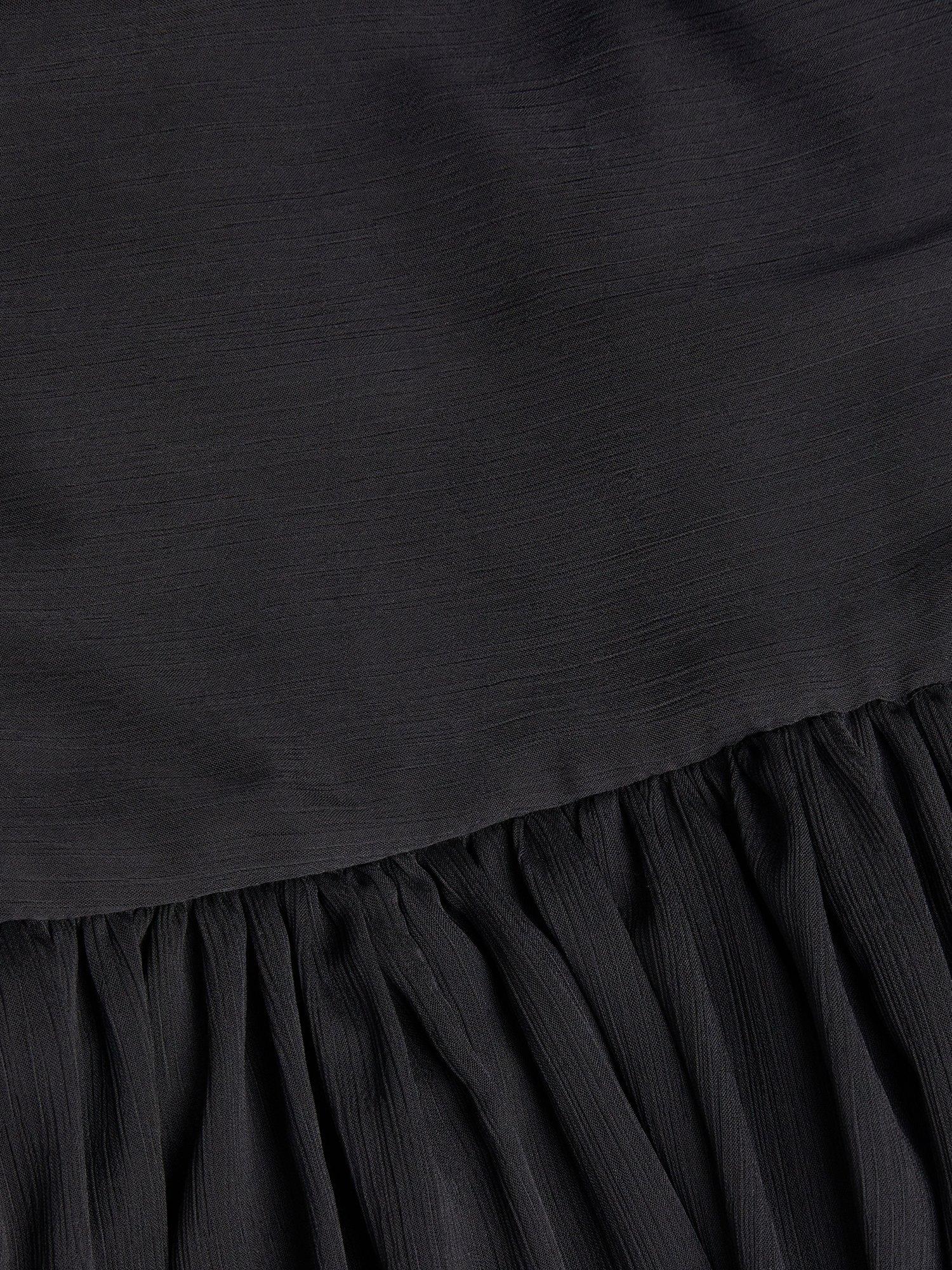 Product image 3 of 3, which shows Monsoon Kids' Texas One Shoulder Midi Dress, Black, 8 years