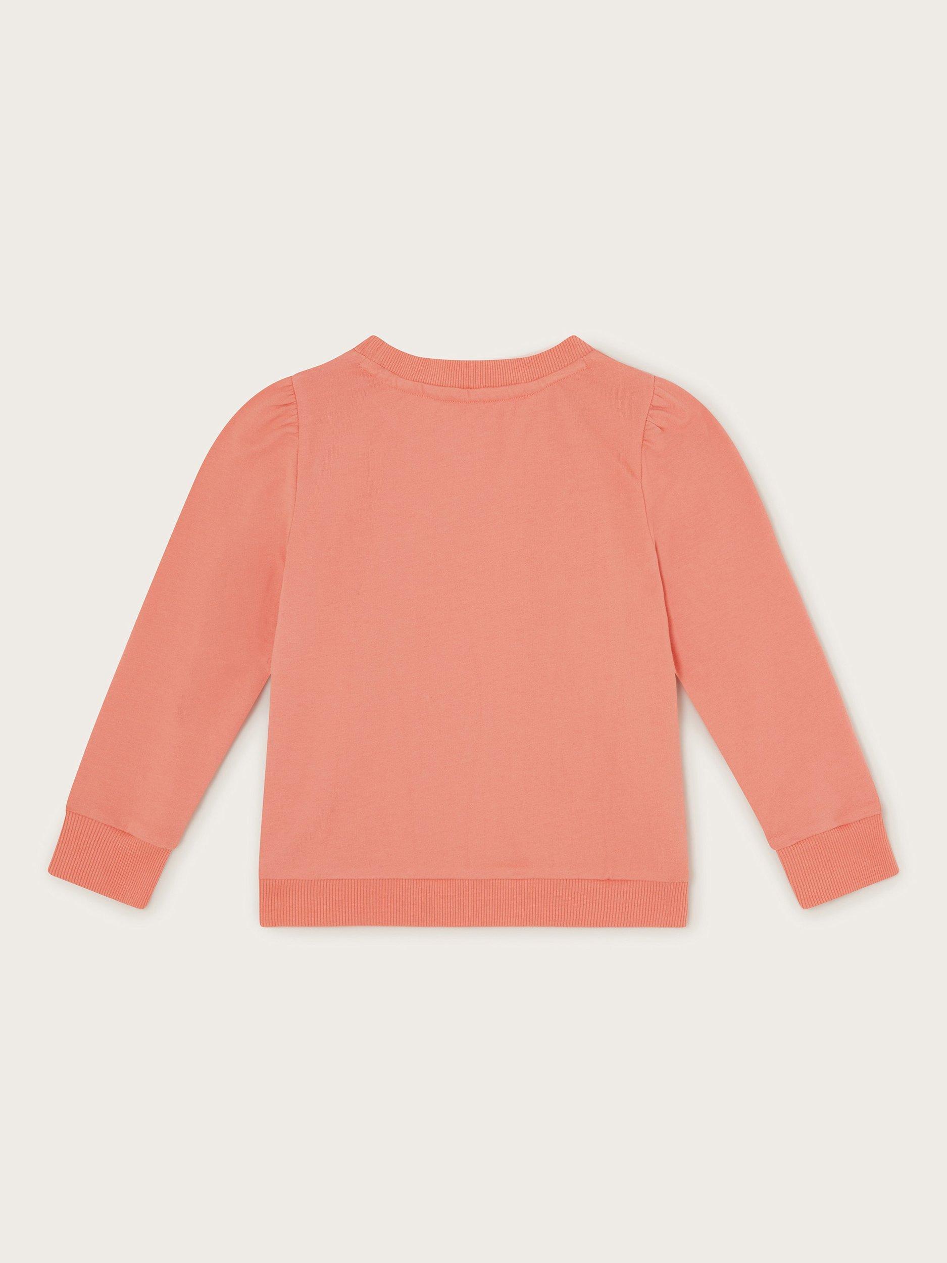 Product image 3 of 4, which shows Monsoon Kids' Floral Sweatshirt, Coral/Multi, 5-6 years
