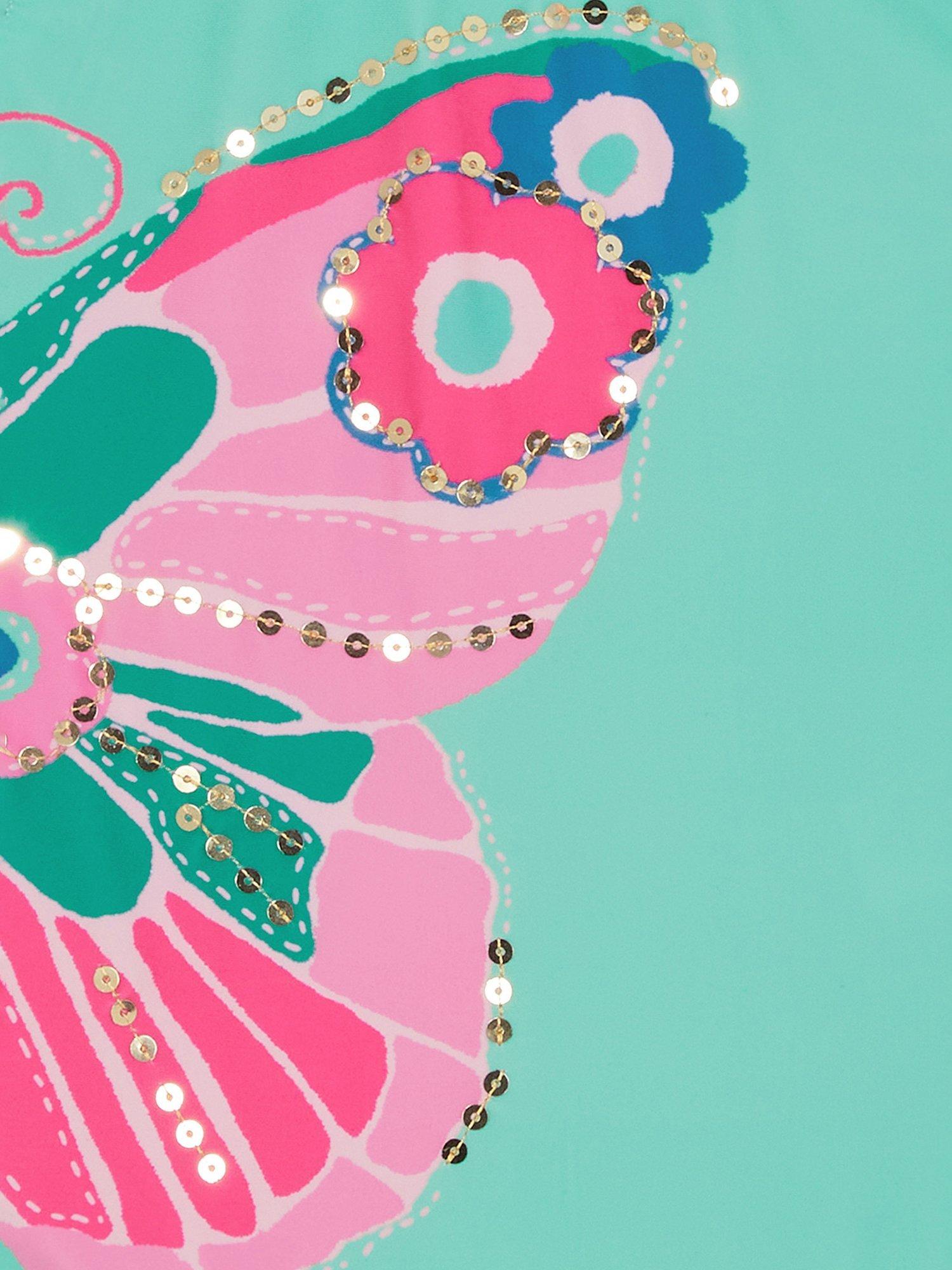 Product image 3 of 3, which shows Monsoon Kids' Butterfly Swimsuit, Aqua, 9-10 years