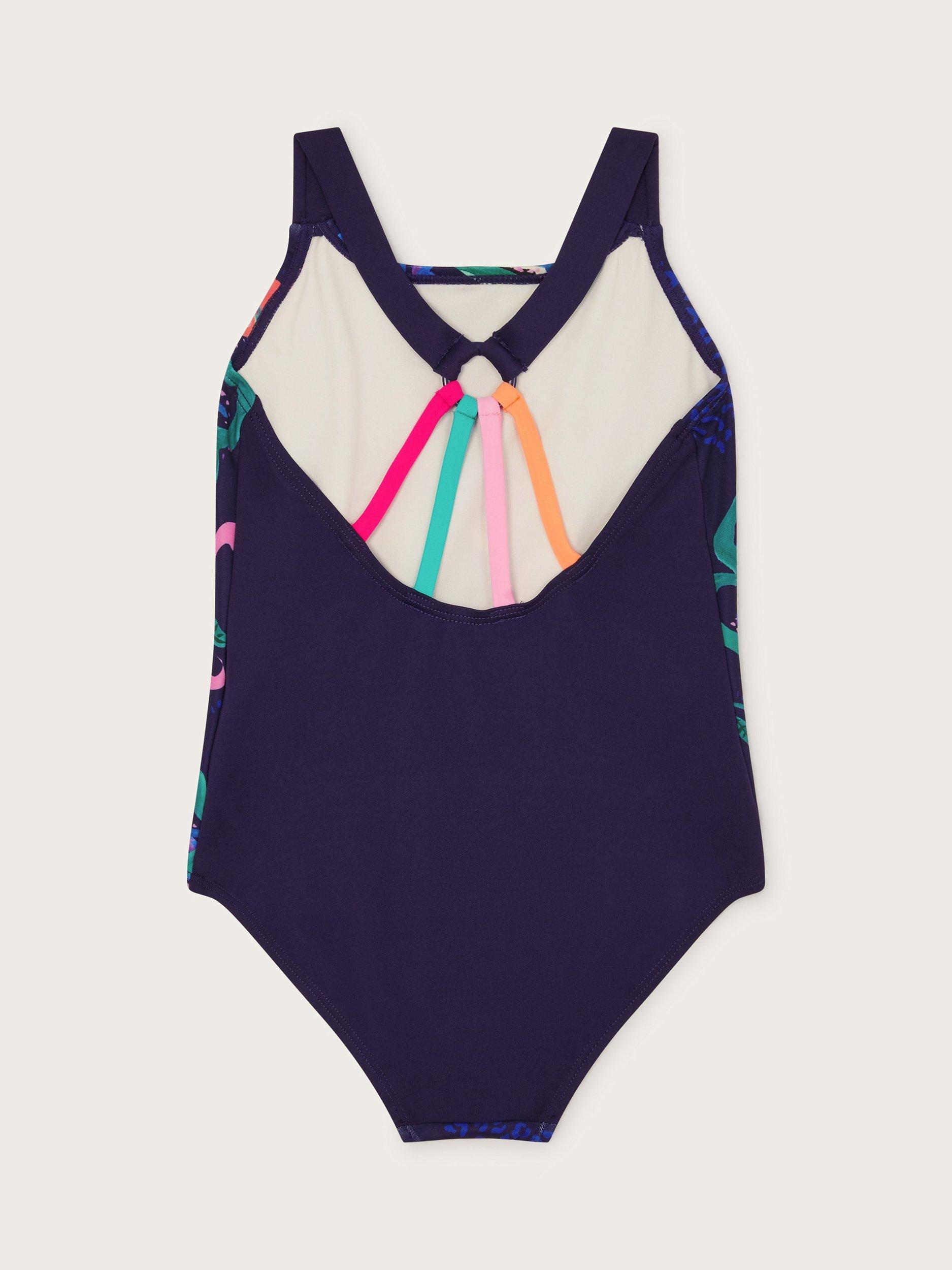 Product image 2 of 3, which shows Monsoon Kids' Wild Animal Swimsuit, Navy, 3-4 years