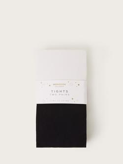 Monsoon Kids' Tights, Pack of 2, Black/White